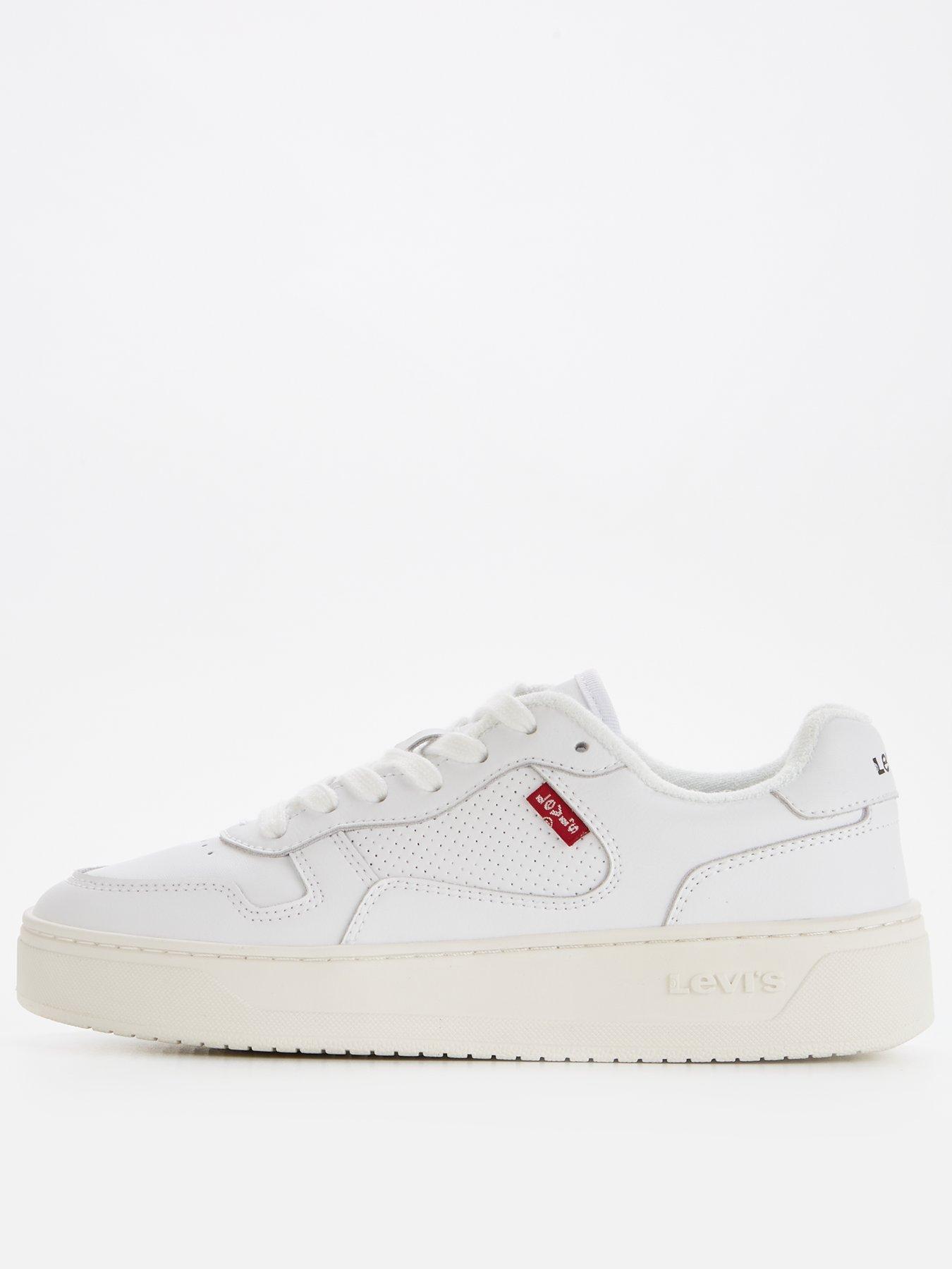 Levi's Glide leather trainer in black with chunky sole and red tab logo