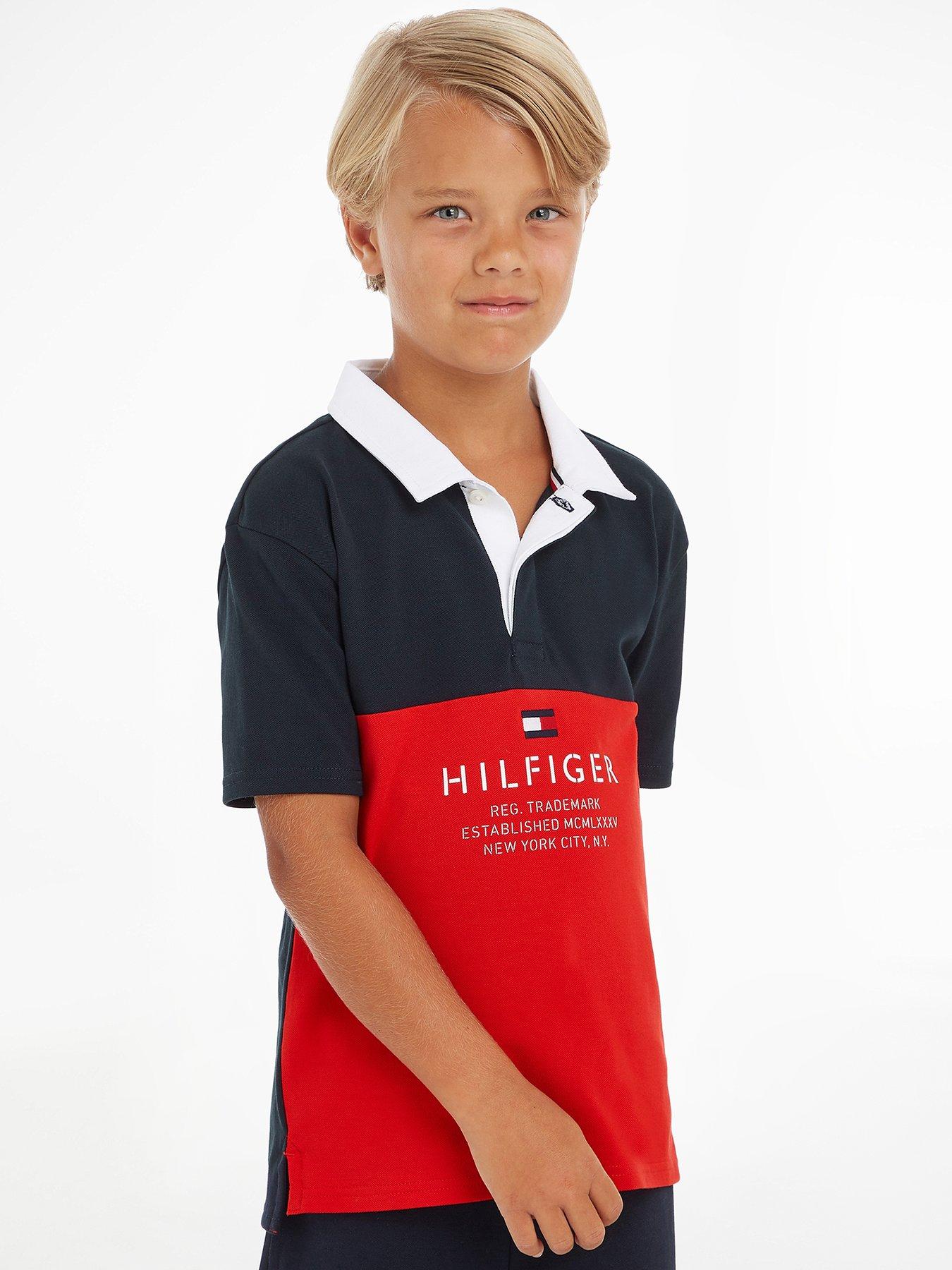 komponent Mindst væske Tommy Hilfiger Boys Colorblock Short Sleeve Polo Shirt - Red/White/Blue |  Very Ireland