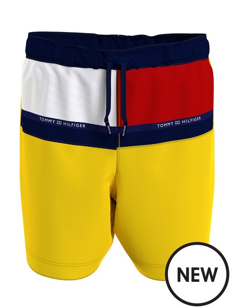 tommy-hilfiger-boys-flag-colour-block-drawstring-swim-shorts-yellow