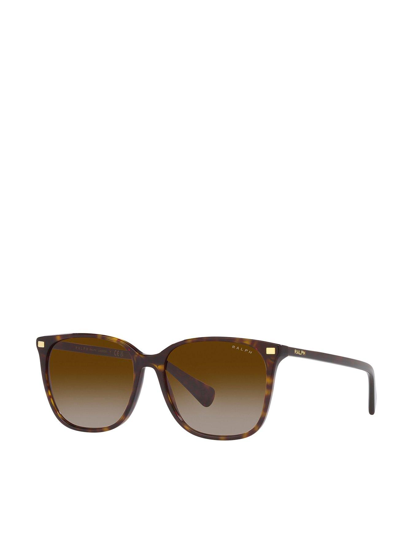 Image 1 of 4 of Ralph Ralph 0ra5293 Square Sunglasses Shiny Dark Havana Frame With Gradient Brown Lens