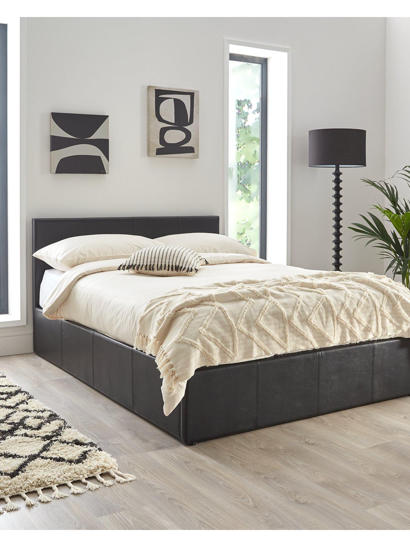 Very Home Marston Faux Leather End Lift Up Storage Ottoman Bed with Mattress Options (Buy and SAVE!) - Black - FSC® Certified