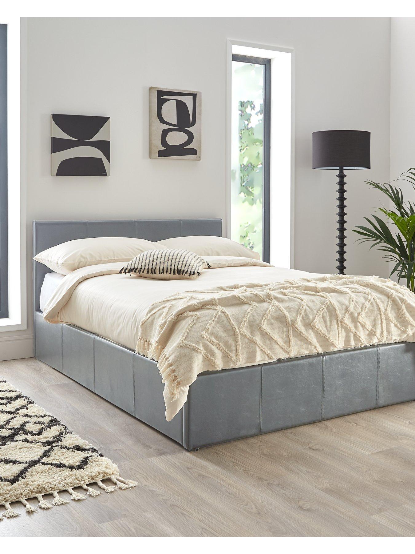 The Very Collection Marston Faux Leather End Lift Up Storage Ottoman Bed with Mattress Options (Buy and SAVE!) - Grey - FSC® Certified