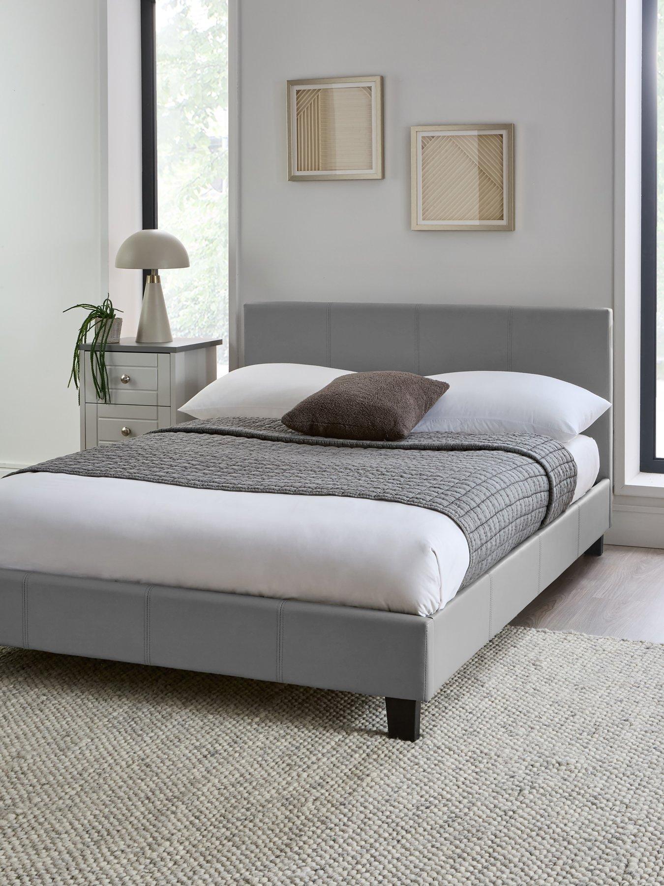 The Very Collection Marston Faux Leather Bed Frame with Mattress Options (Buy and SAVE!) - Grey -  - FSC® Certified