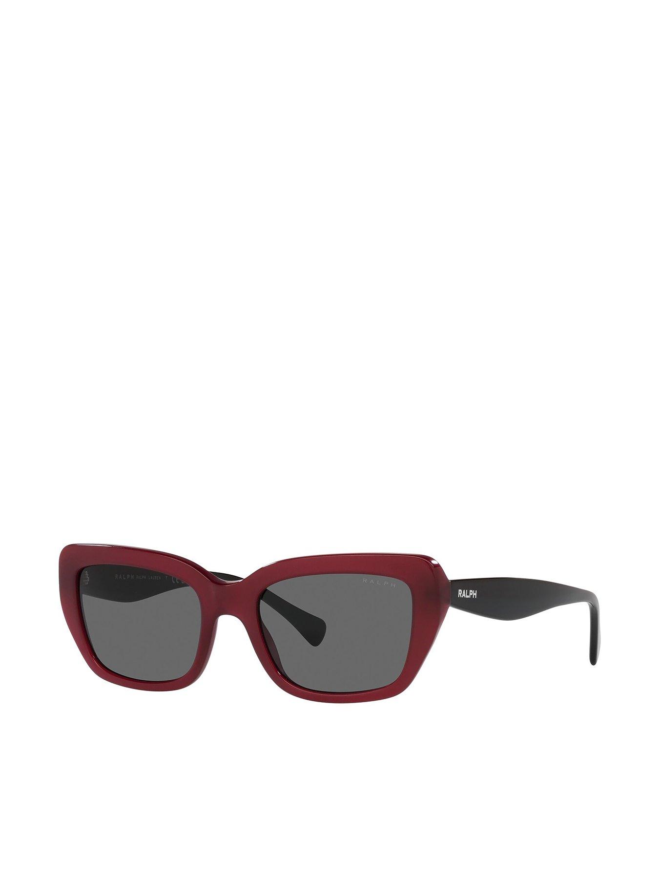 Image 1 of 4 of Ralph Rectangle Sunglasses - Shiny Opal Red