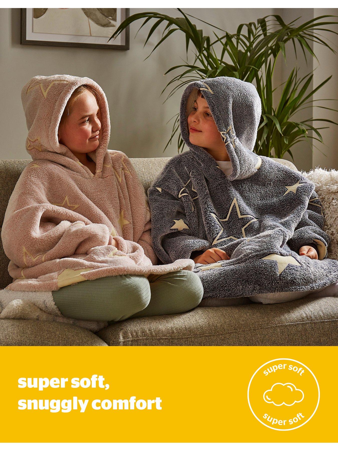 Silentnight Snugsie Glow In The Dark Kids Oversized Fleece Hoodie - Grey