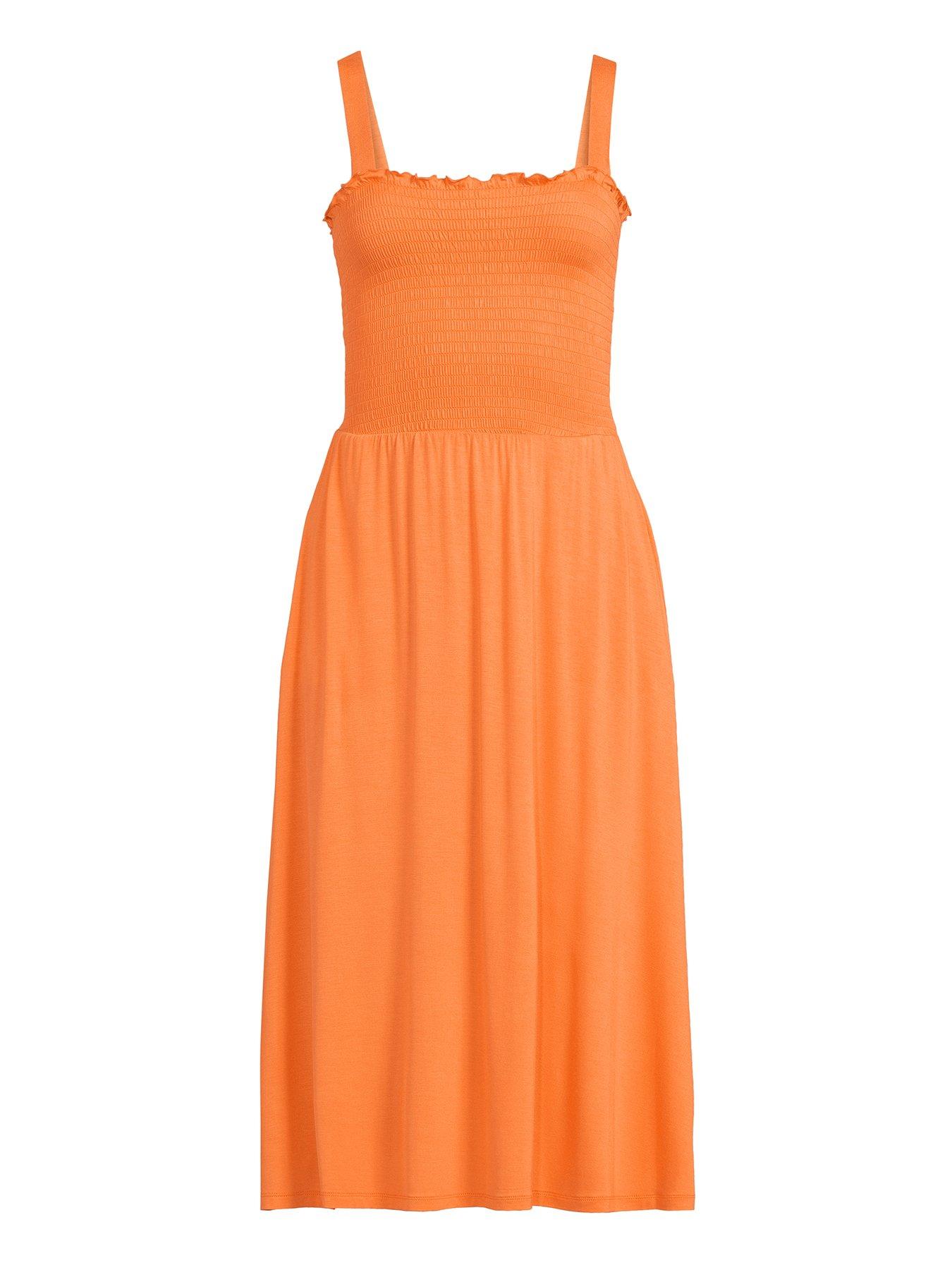 michelle-keegan-shirred-bodice-jersey-midi-dress-orangedetail