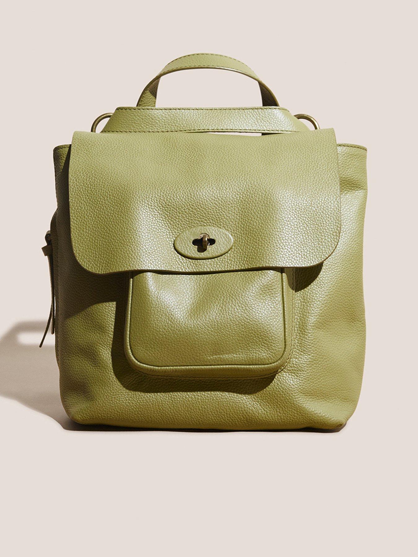 Lily Leather Twist Lock Mini Rucksack Green