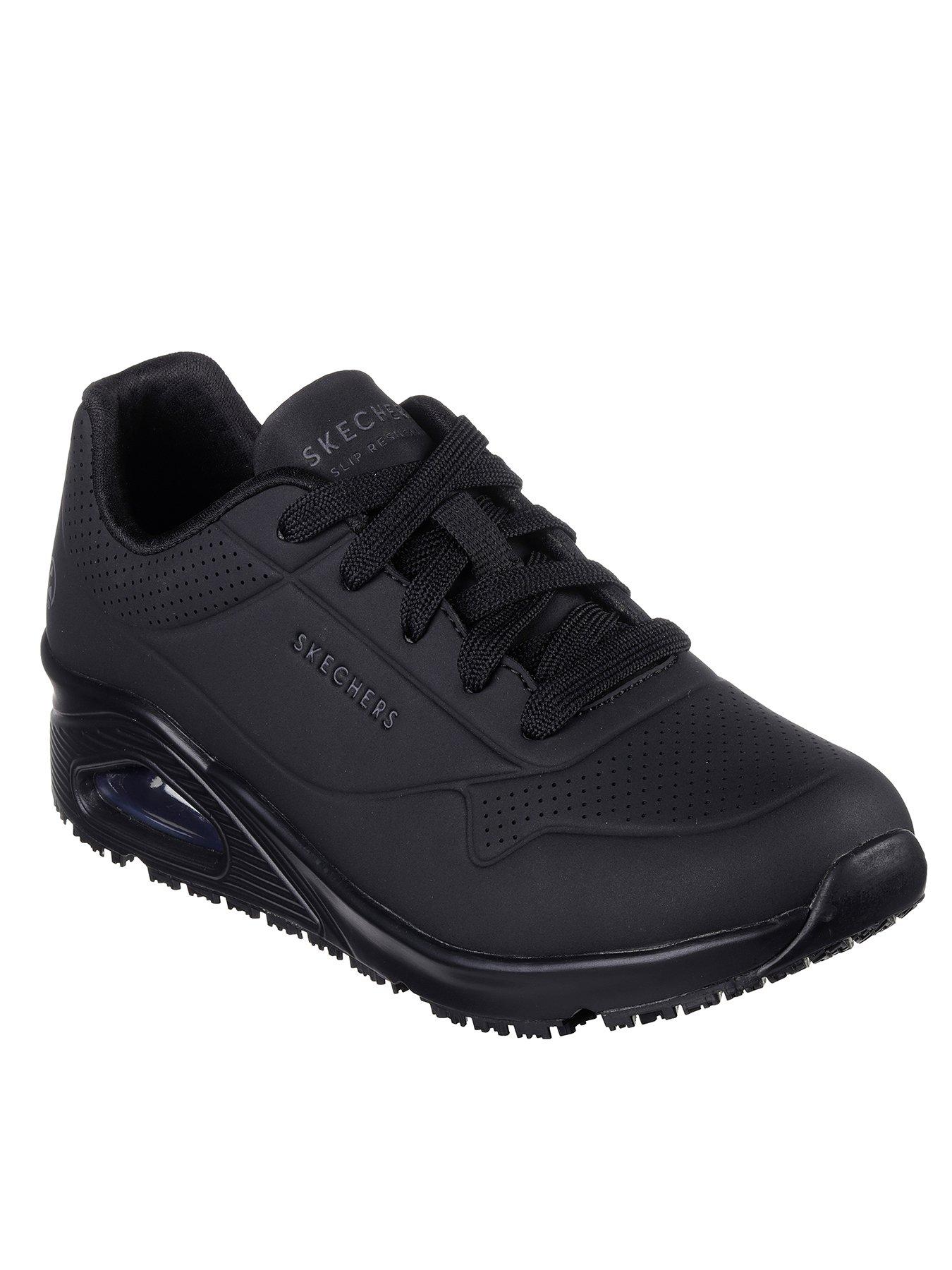 Skechers womens black lace up outlet trainers