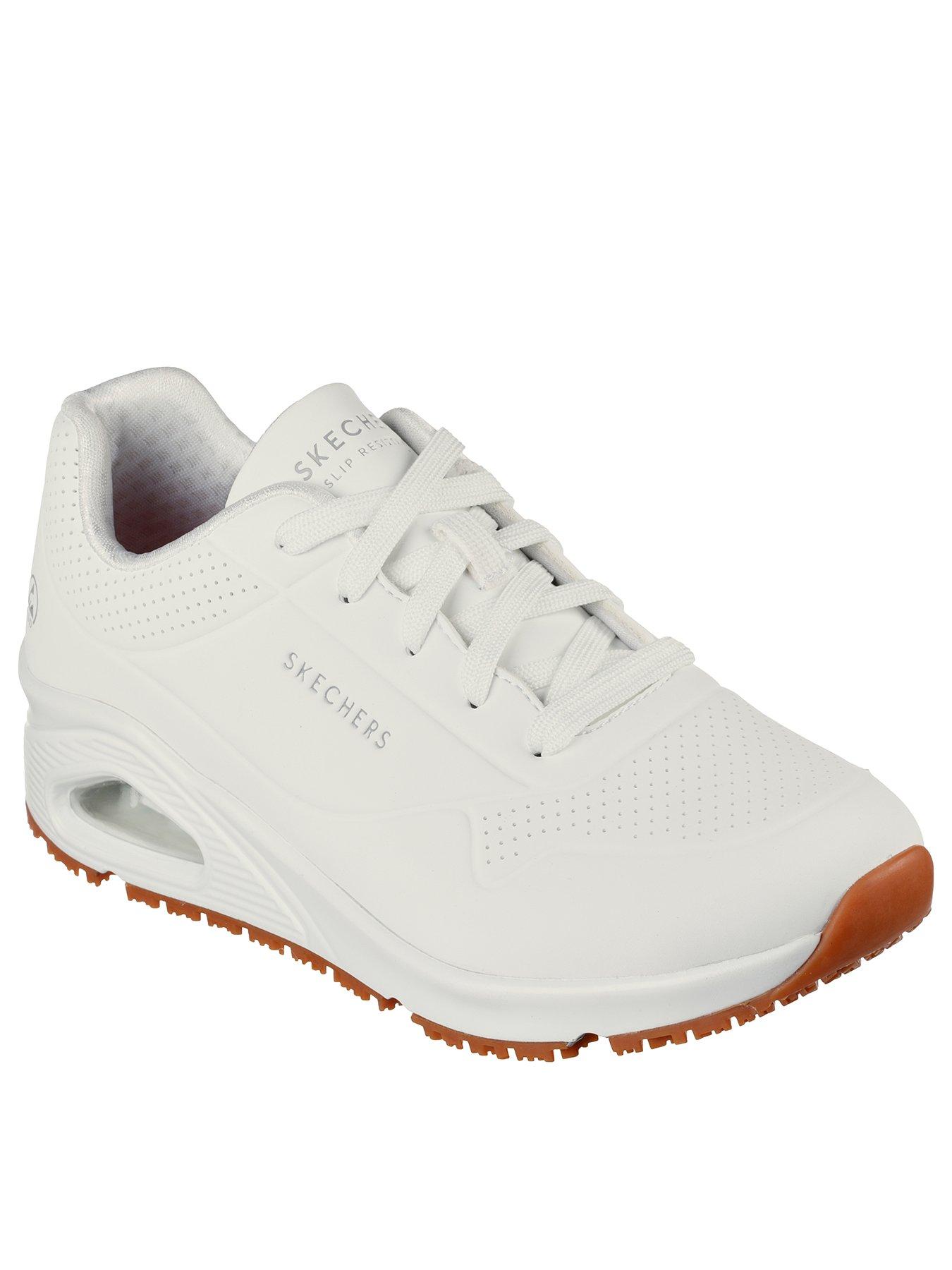 Skechers Workwear Uno Slip Resistant Lace Up Trainer - White