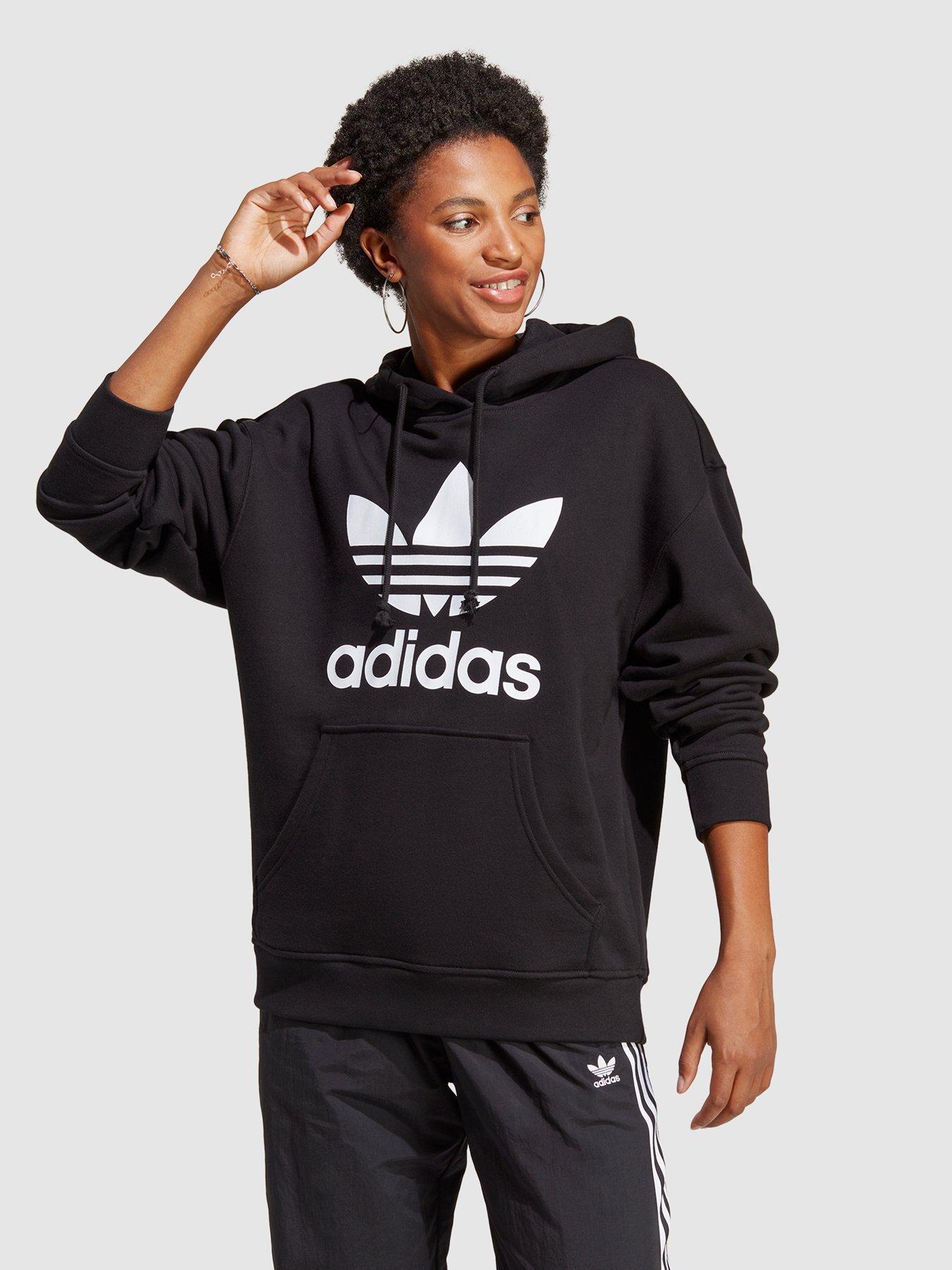 Adidas originals adicolor trefoil oversized sweatshirt hot sale in black