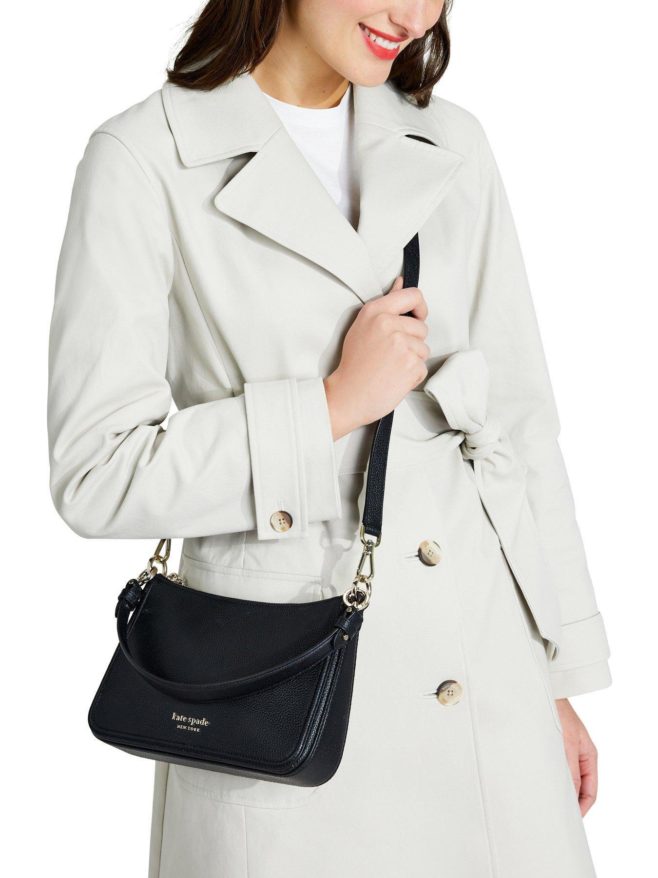 Kate Spade New York Hudson Pebbled Leather Medium Convertible Flap Shoulder Bag - Black