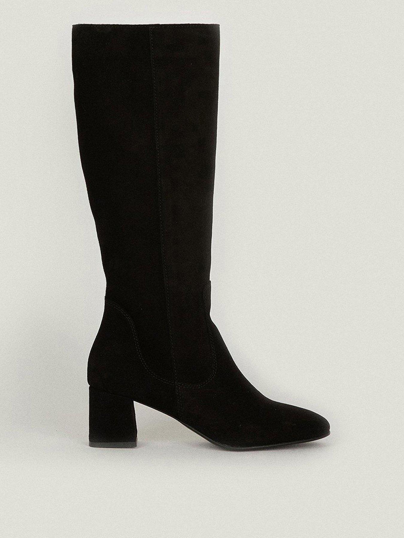 Oasis Ladies Suede Knee High Boot Black Very Ireland