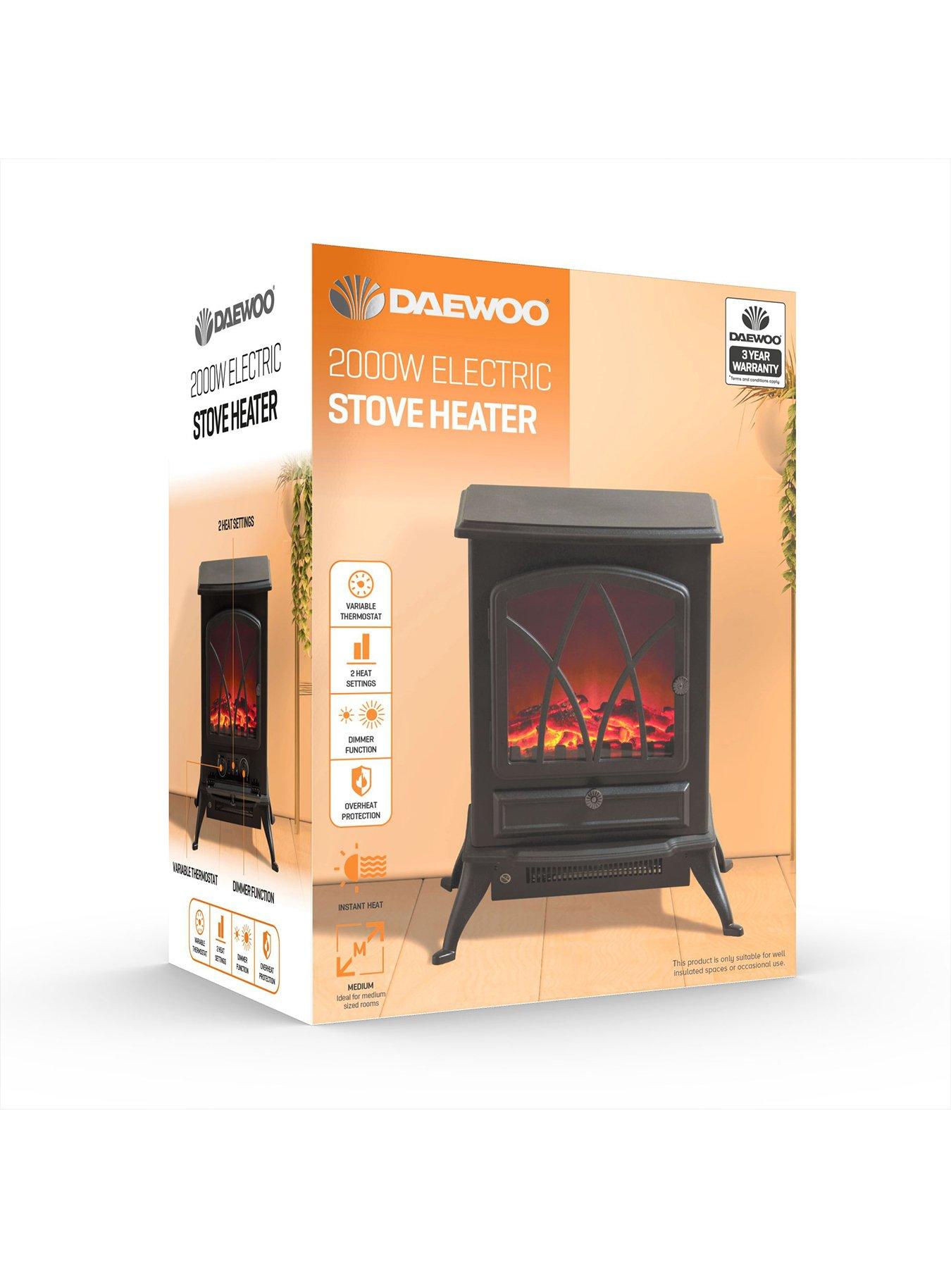 Daewoo 2000W Flame Effect Electric Stove Heater - Black | Very Ireland