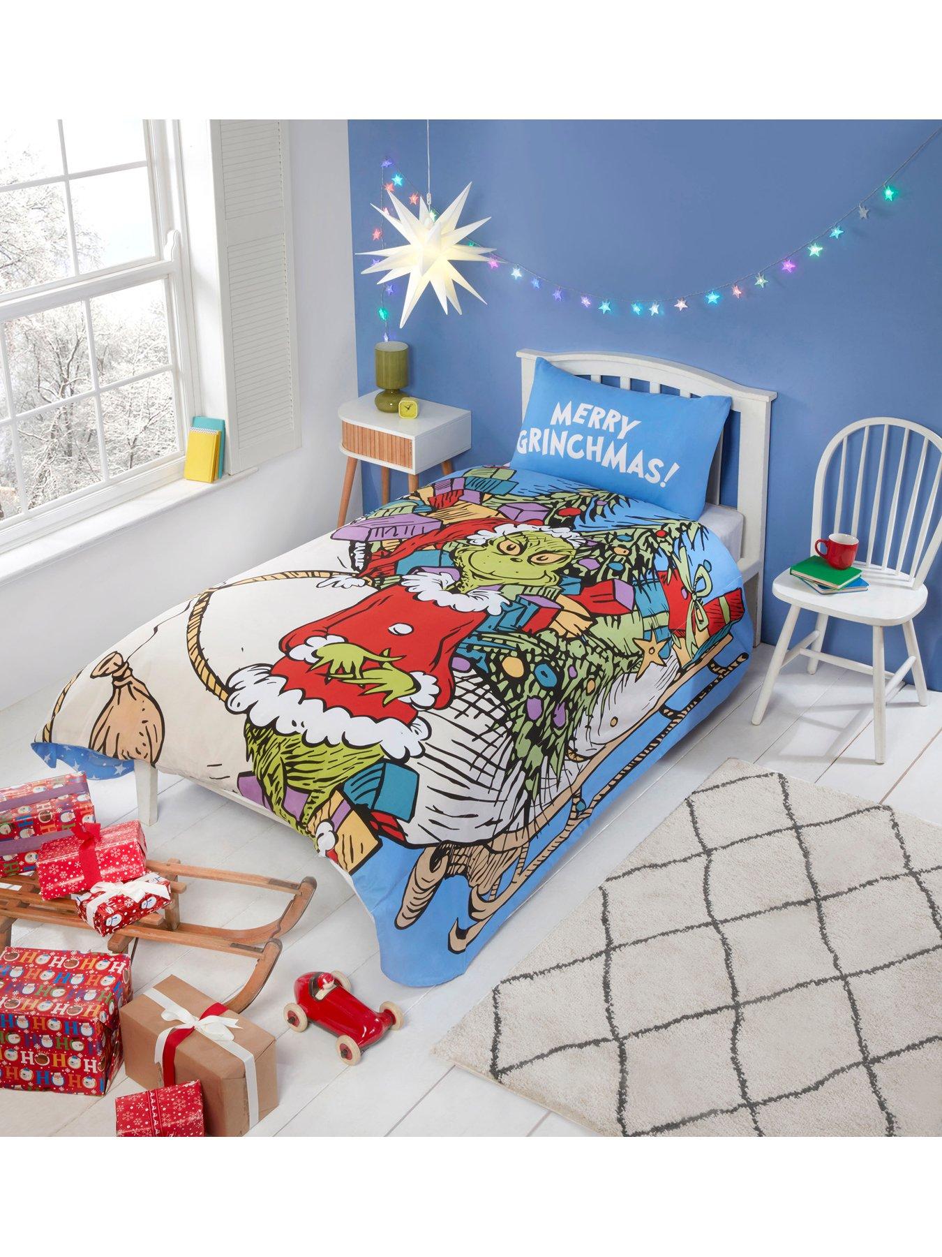 the-grinch-sleigh-bed-christmas-single-duvet-cover-set-multifront