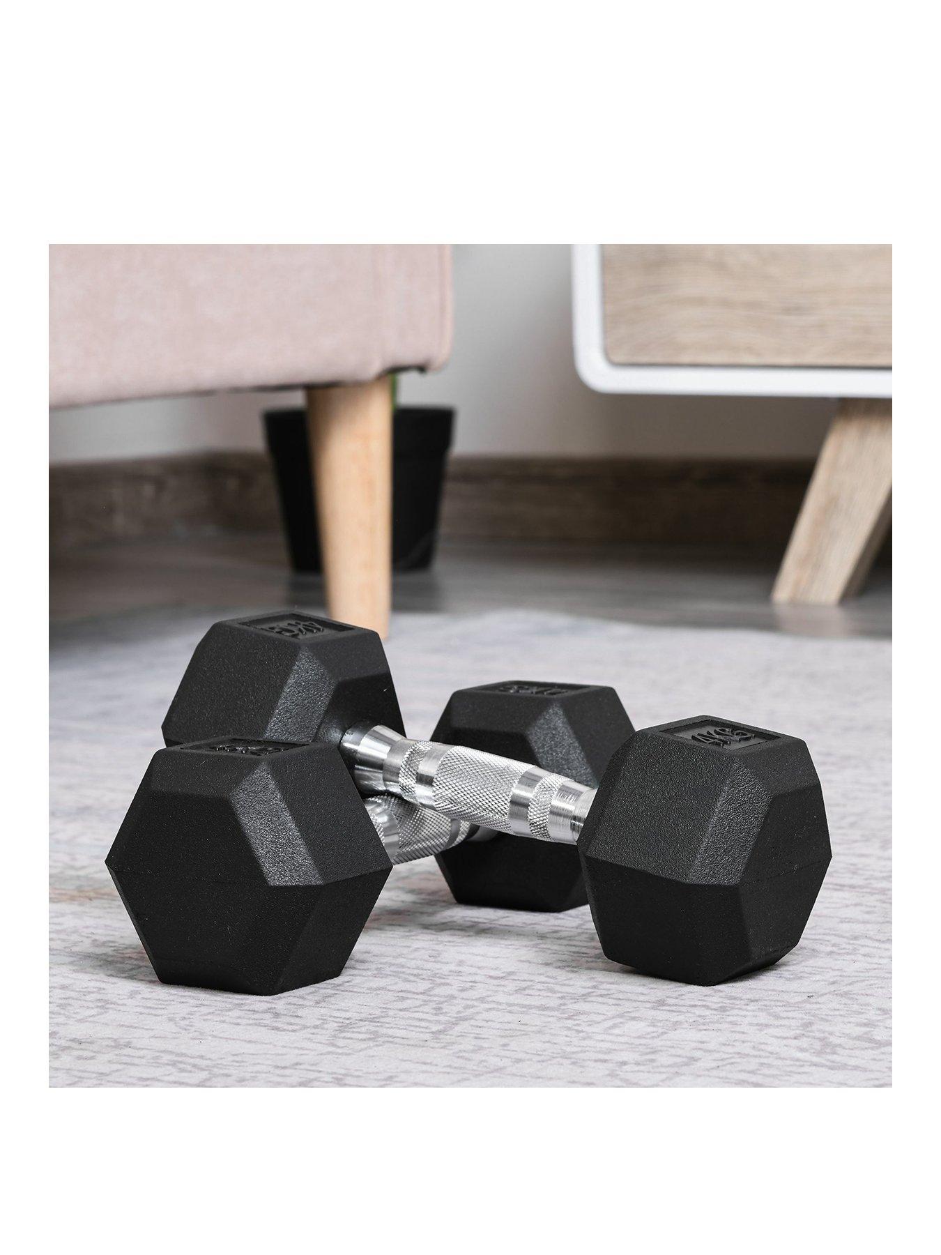 Image 2 of 7 of Homcom 2 x&nbsp;4kg Rubber Dumbbell Sports Hex Weights Sets Home Gym Fitness Dumbbell Kit