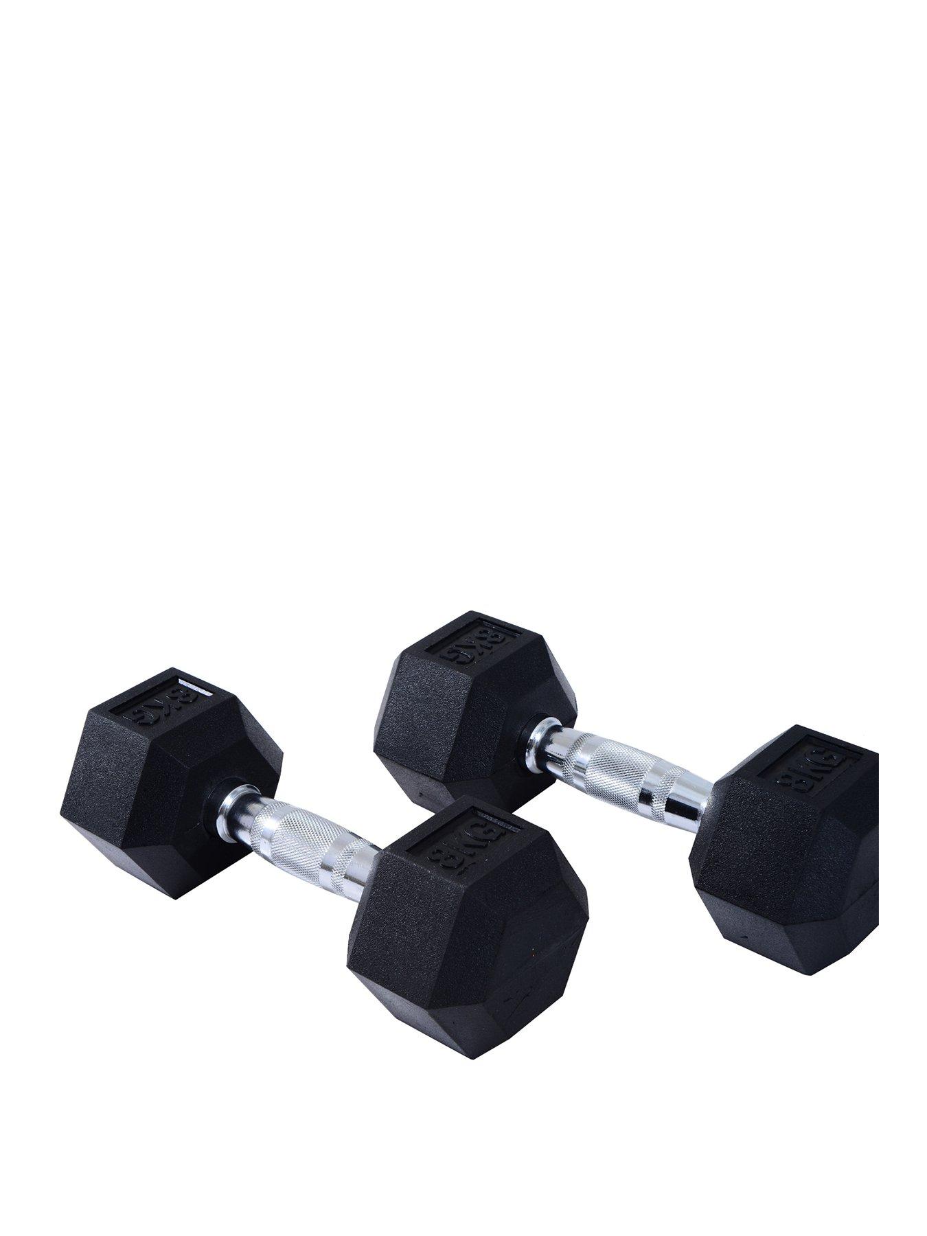 Image of Homcom 2 x 5kg Hex Rubber Dumbbells Set