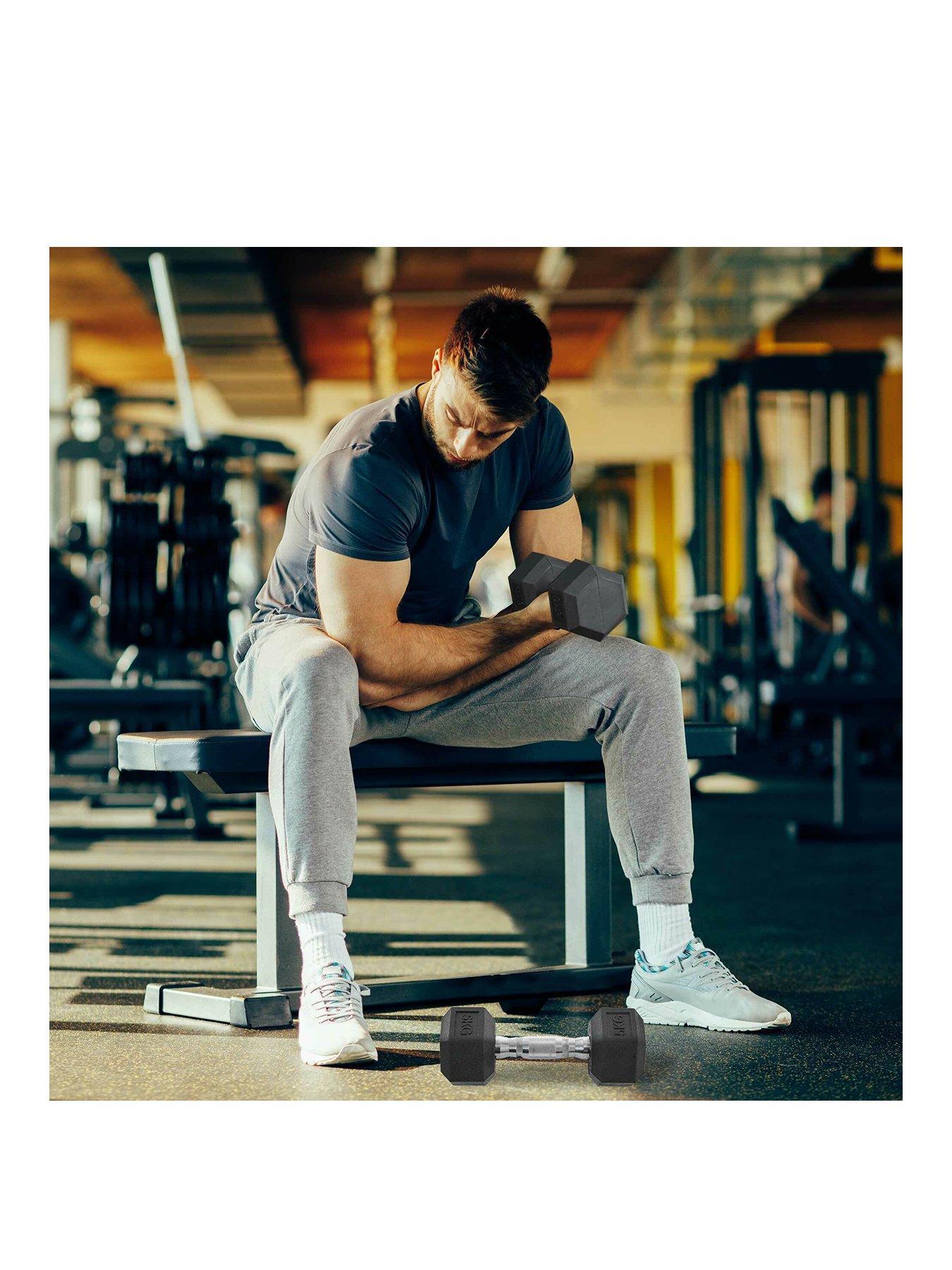 Image 2 of 7 of Homcom 2&nbsp;x 5kg Hex Rubber Dumbbells Set