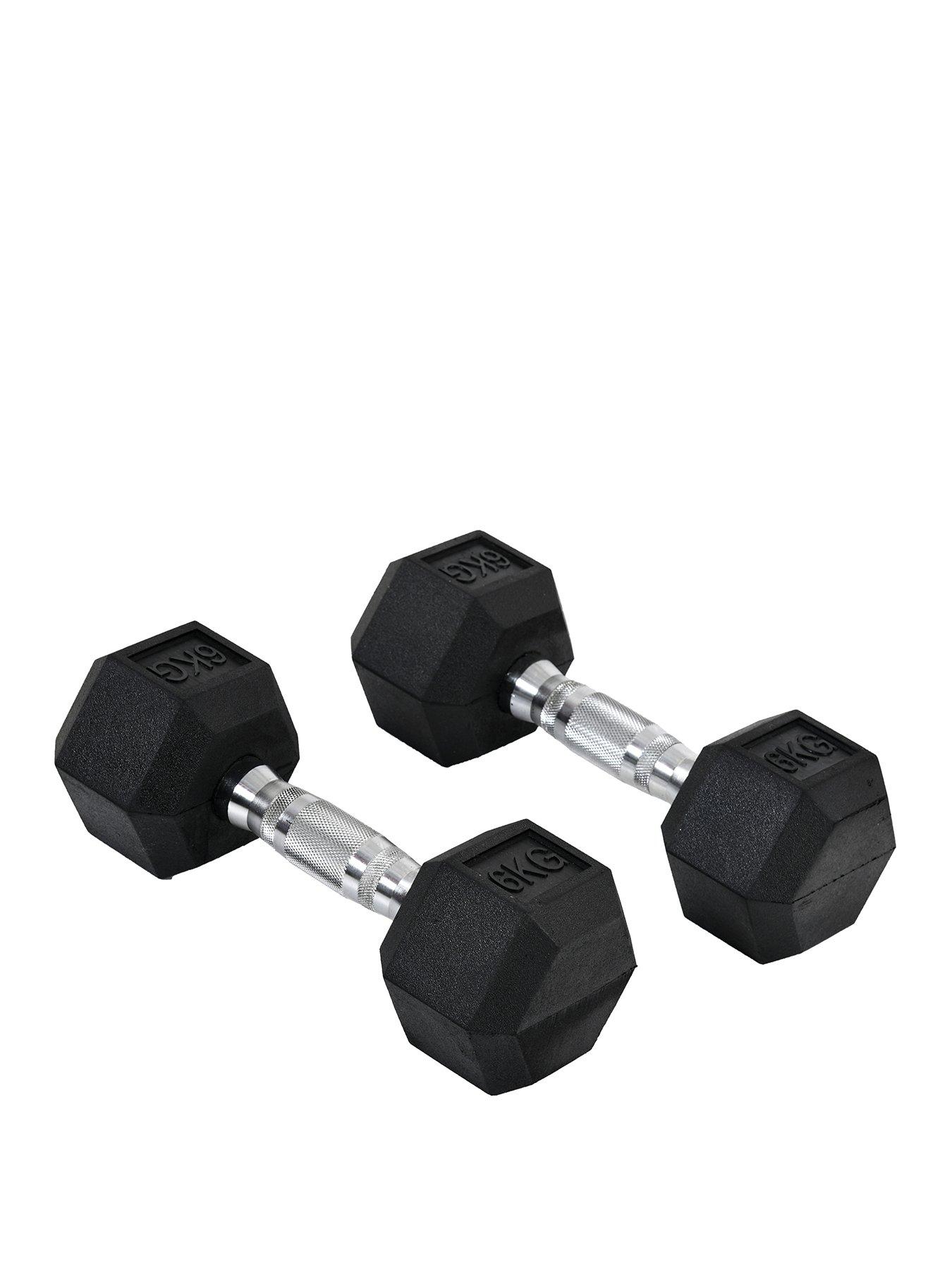 Image 1 of 7 of Homcom 2 x&nbsp;6kg Hex&nbsp;Rubber Dumbbells Set