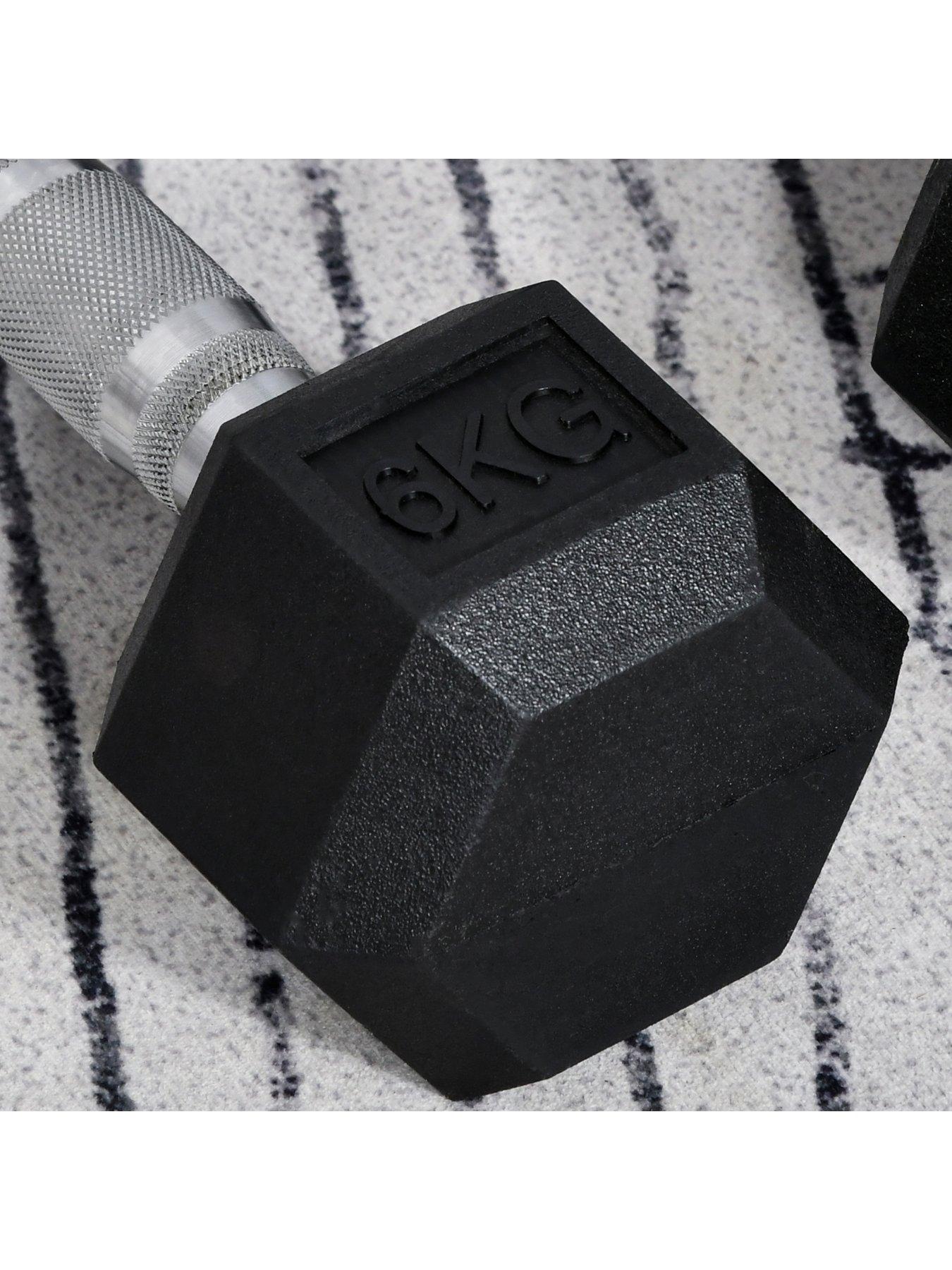 Image 4 of 7 of Homcom 2 x&nbsp;6kg Hex&nbsp;Rubber Dumbbells Set