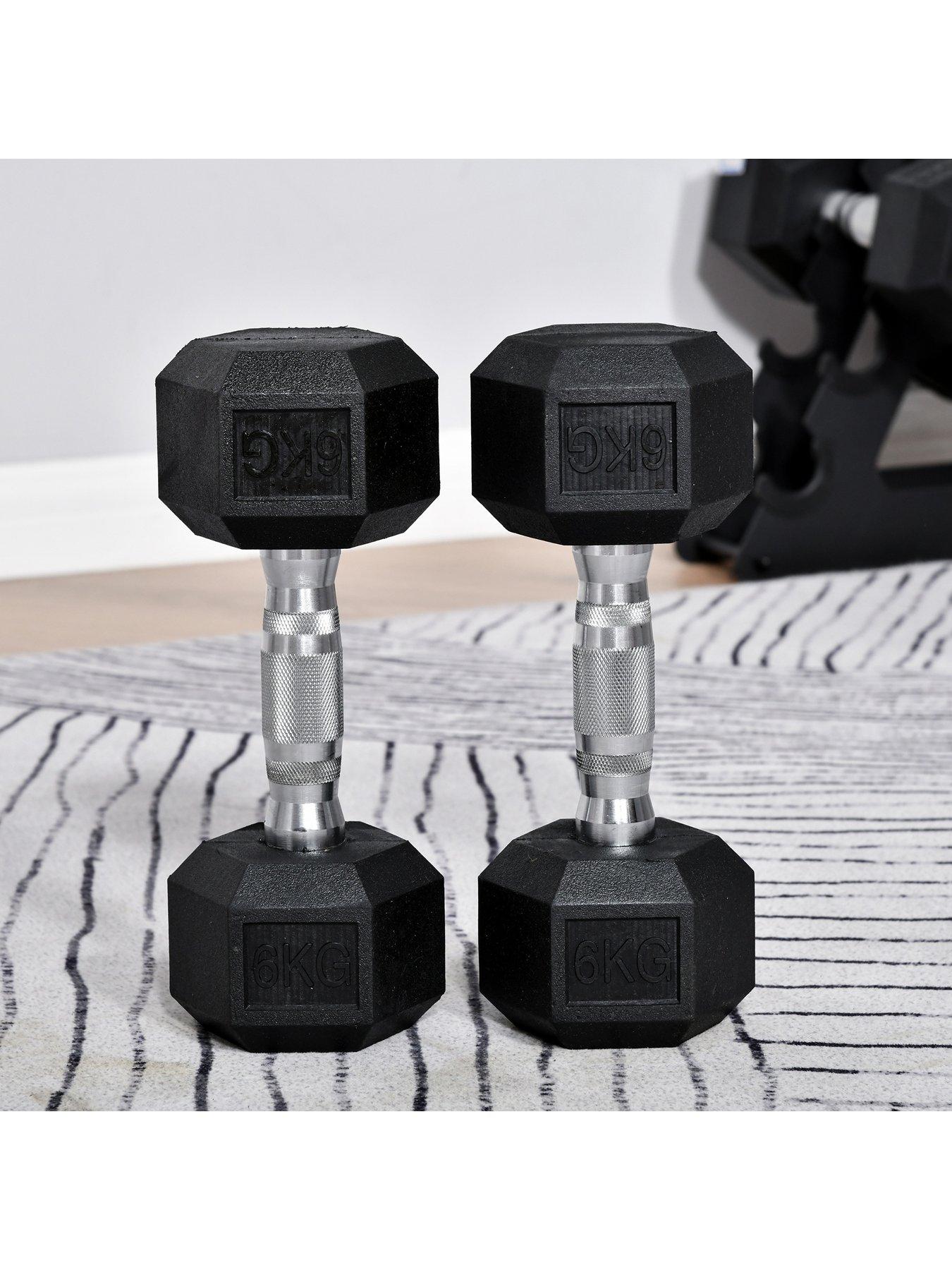 Image 5 of 7 of Homcom 2 x&nbsp;6kg Hex&nbsp;Rubber Dumbbells Set