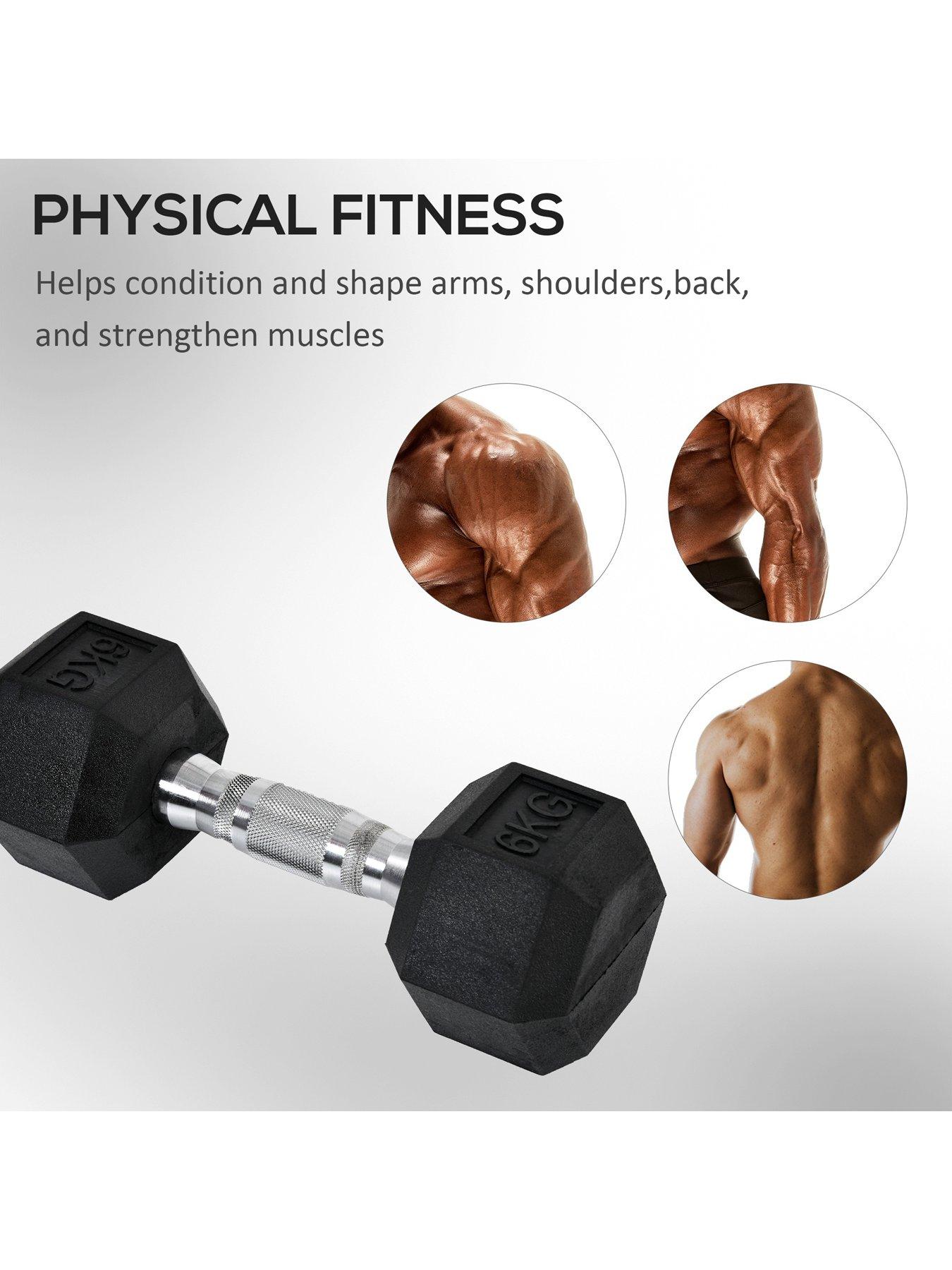 Image 6 of 7 of Homcom 2 x&nbsp;6kg Hex&nbsp;Rubber Dumbbells Set