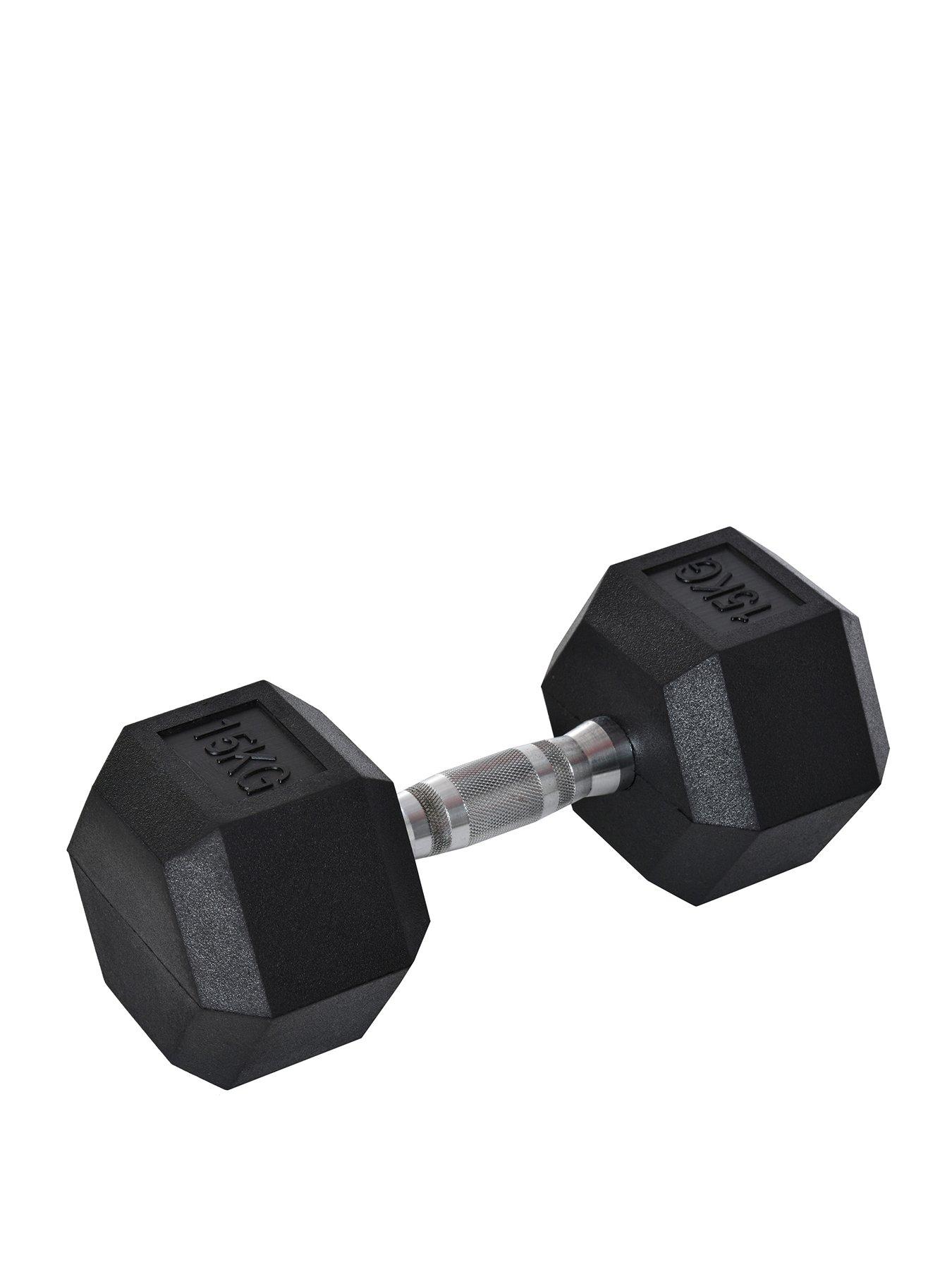 Image 1 of 7 of Homcom 15KG Single Rubber Hex Dumbbell