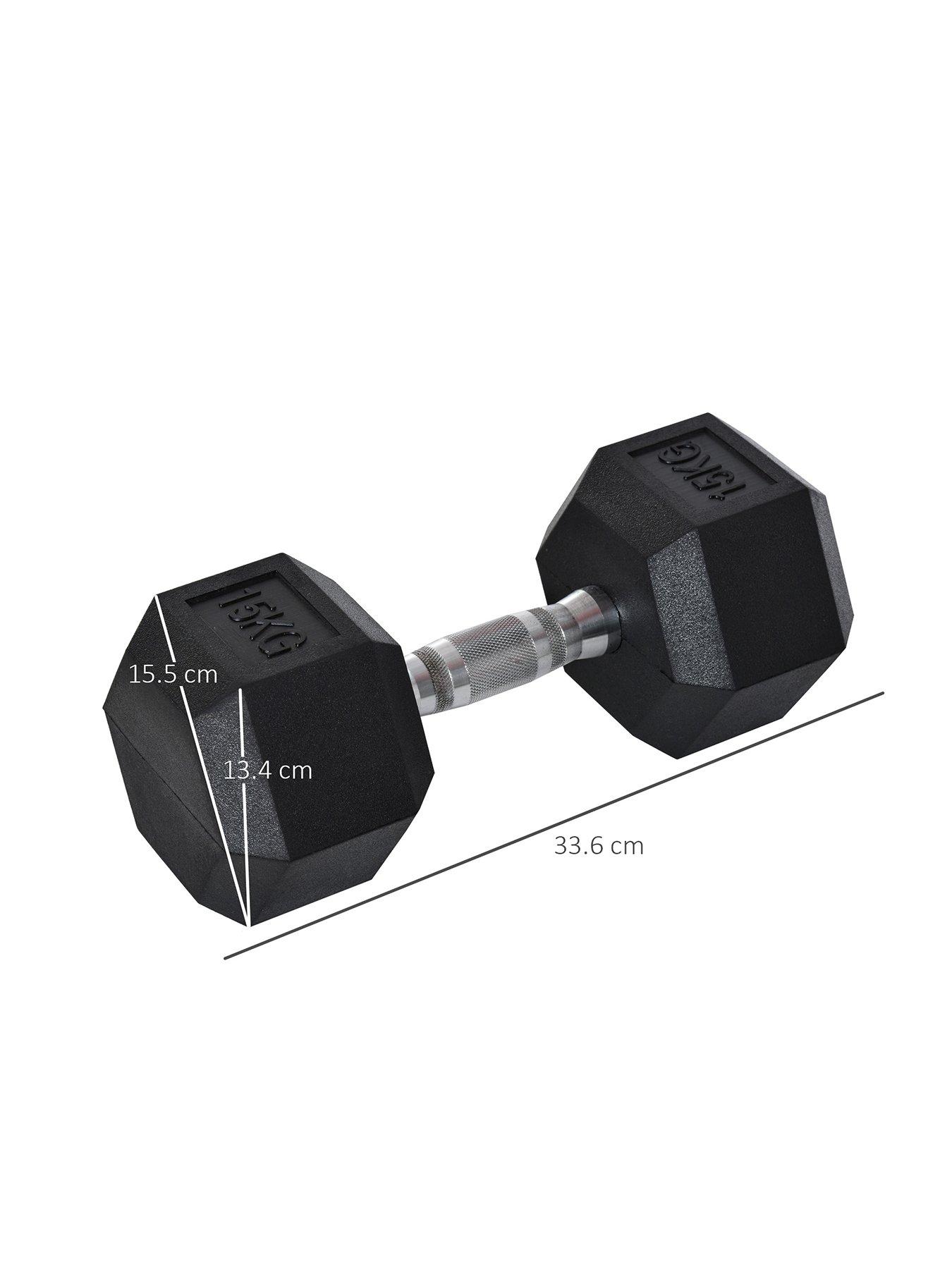 homcom-15kg-single-rubber-hex-dumbbellstillFront