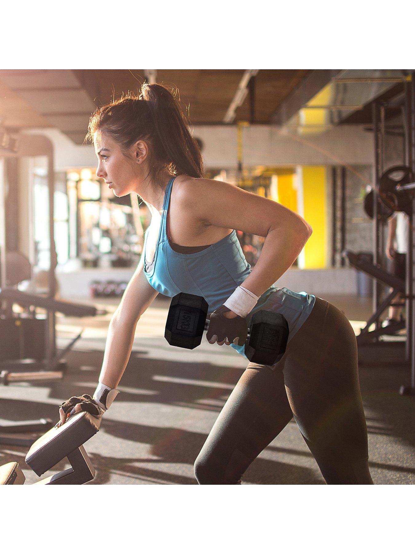 Image 3 of 7 of Homcom 15KG Single Rubber Hex Dumbbell