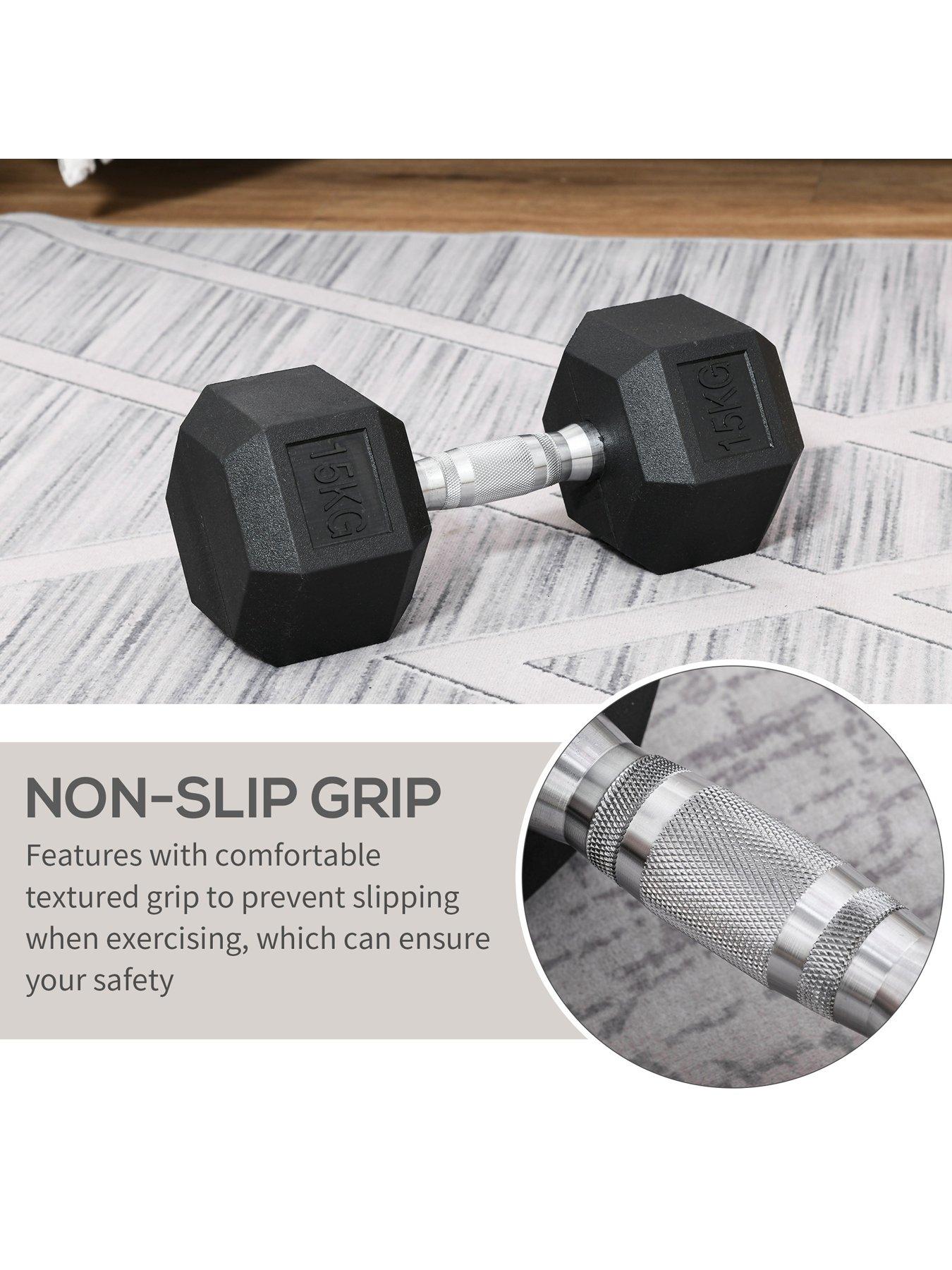 Image 4 of 7 of Homcom 15KG Single Rubber Hex Dumbbell