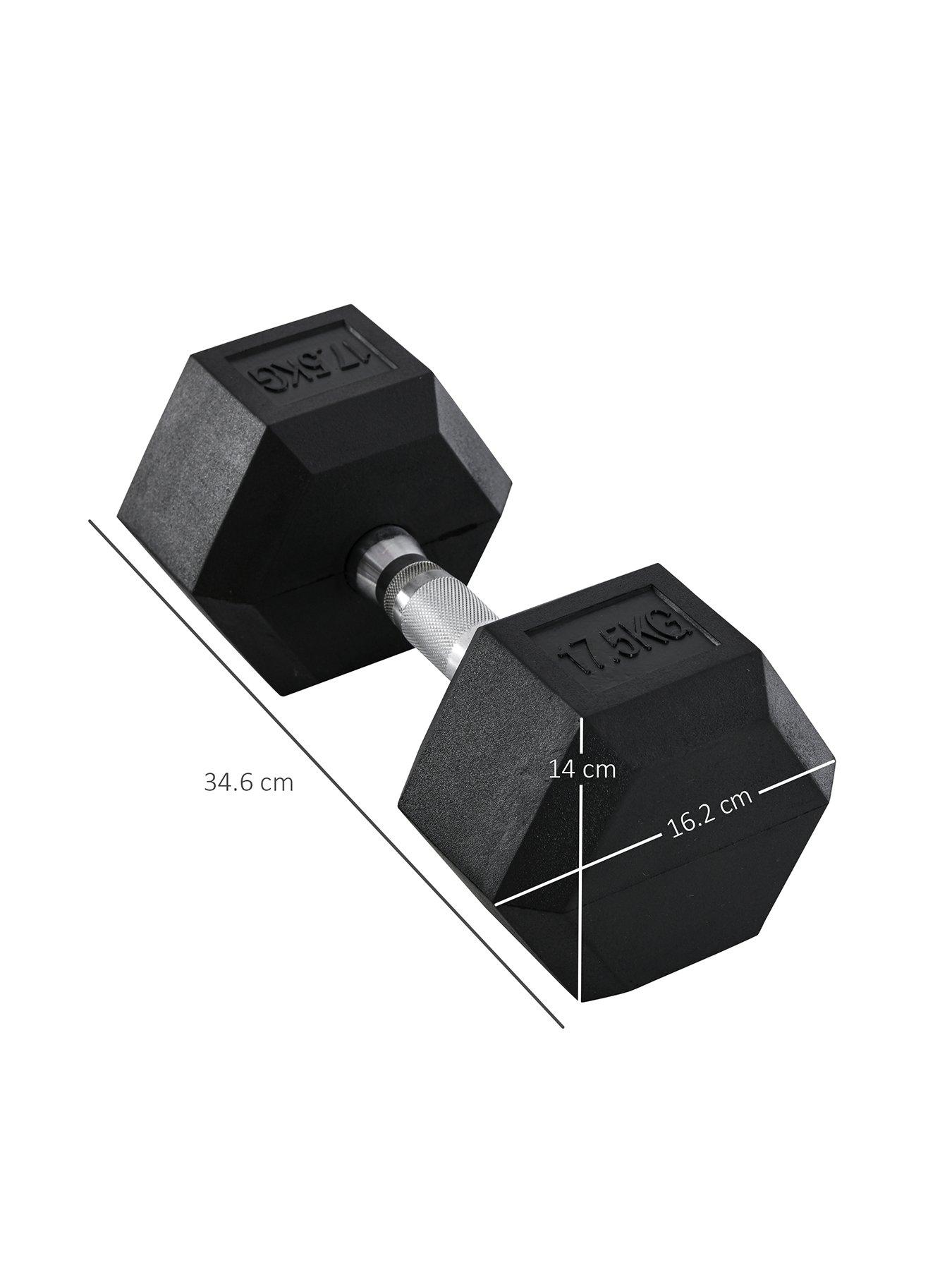 Image 2 of 7 of Homcom 17.5KG Single Rubber Hex Dumbbell
