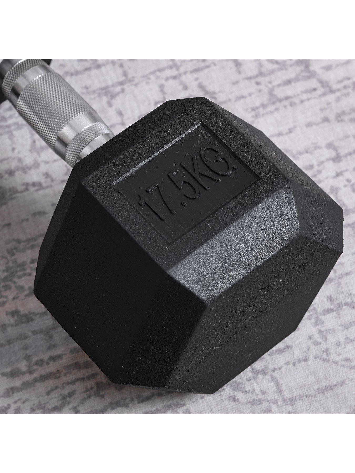 Image 6 of 7 of Homcom 17.5KG Single Rubber Hex Dumbbell