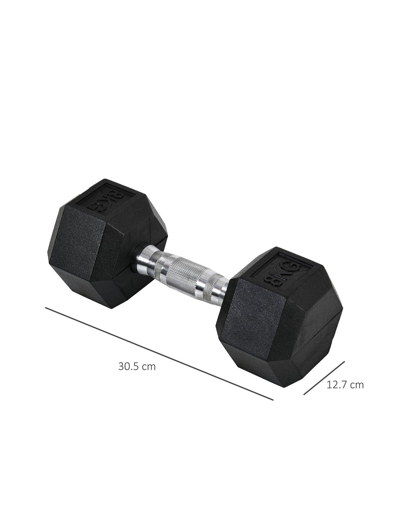 Image 2 of 7 of Homcom 2 x&nbsp;8kg Hex Rubber&nbsp;Dumbbell&nbsp;Weights Set