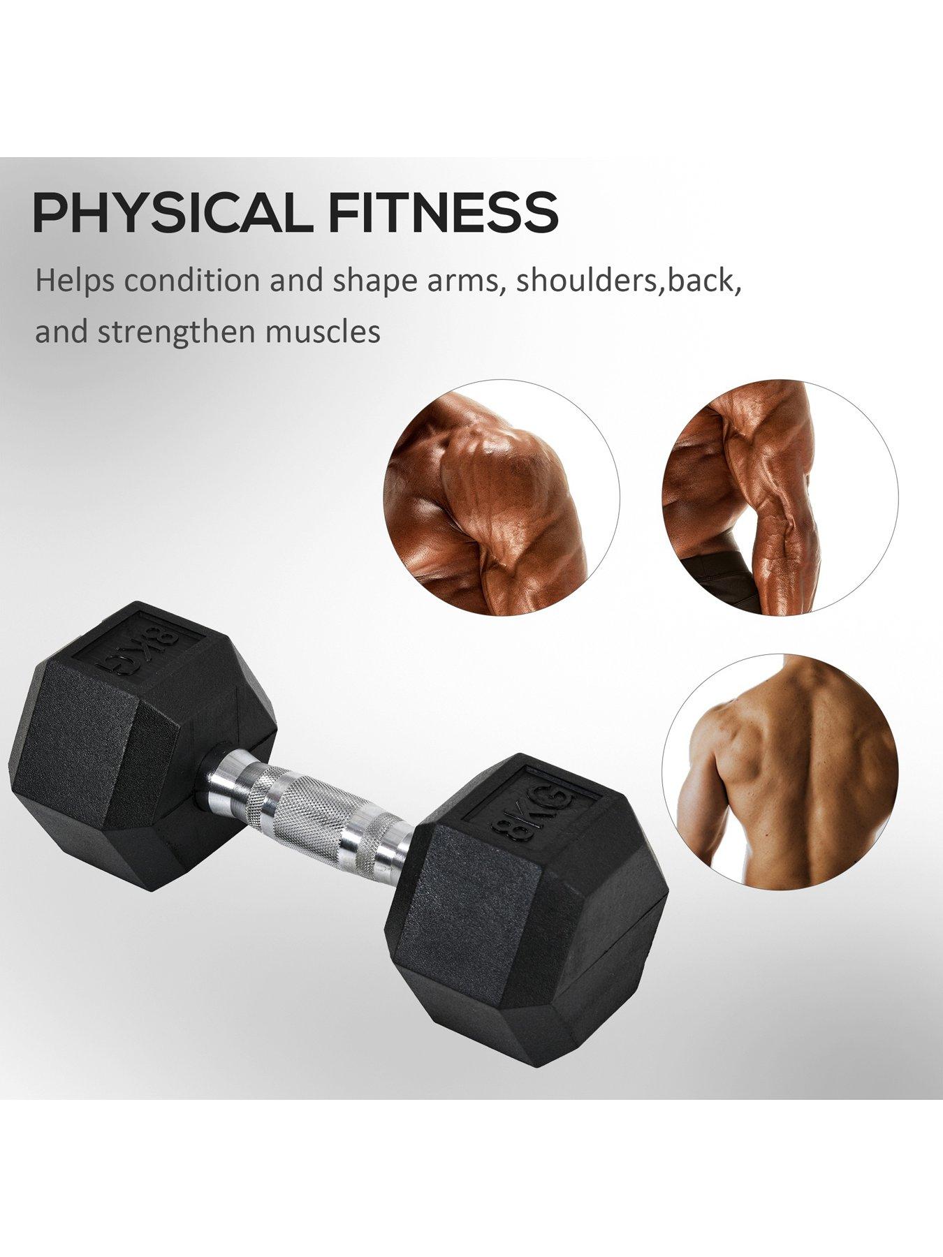 Image 4 of 7 of Homcom 2 x&nbsp;8kg Hex Rubber&nbsp;Dumbbell&nbsp;Weights Set