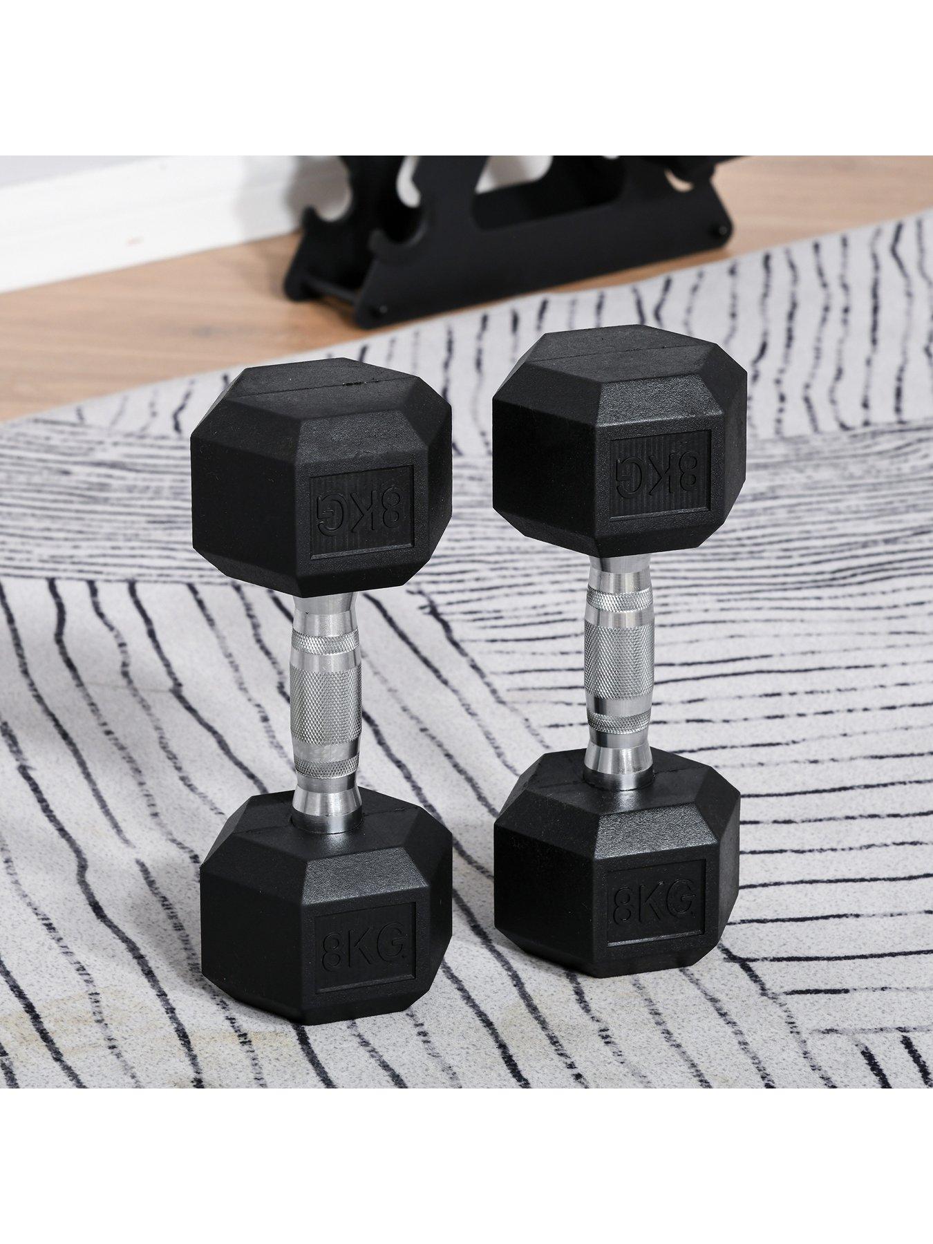 Image 5 of 7 of Homcom 2 x&nbsp;8kg Hex Rubber&nbsp;Dumbbell&nbsp;Weights Set