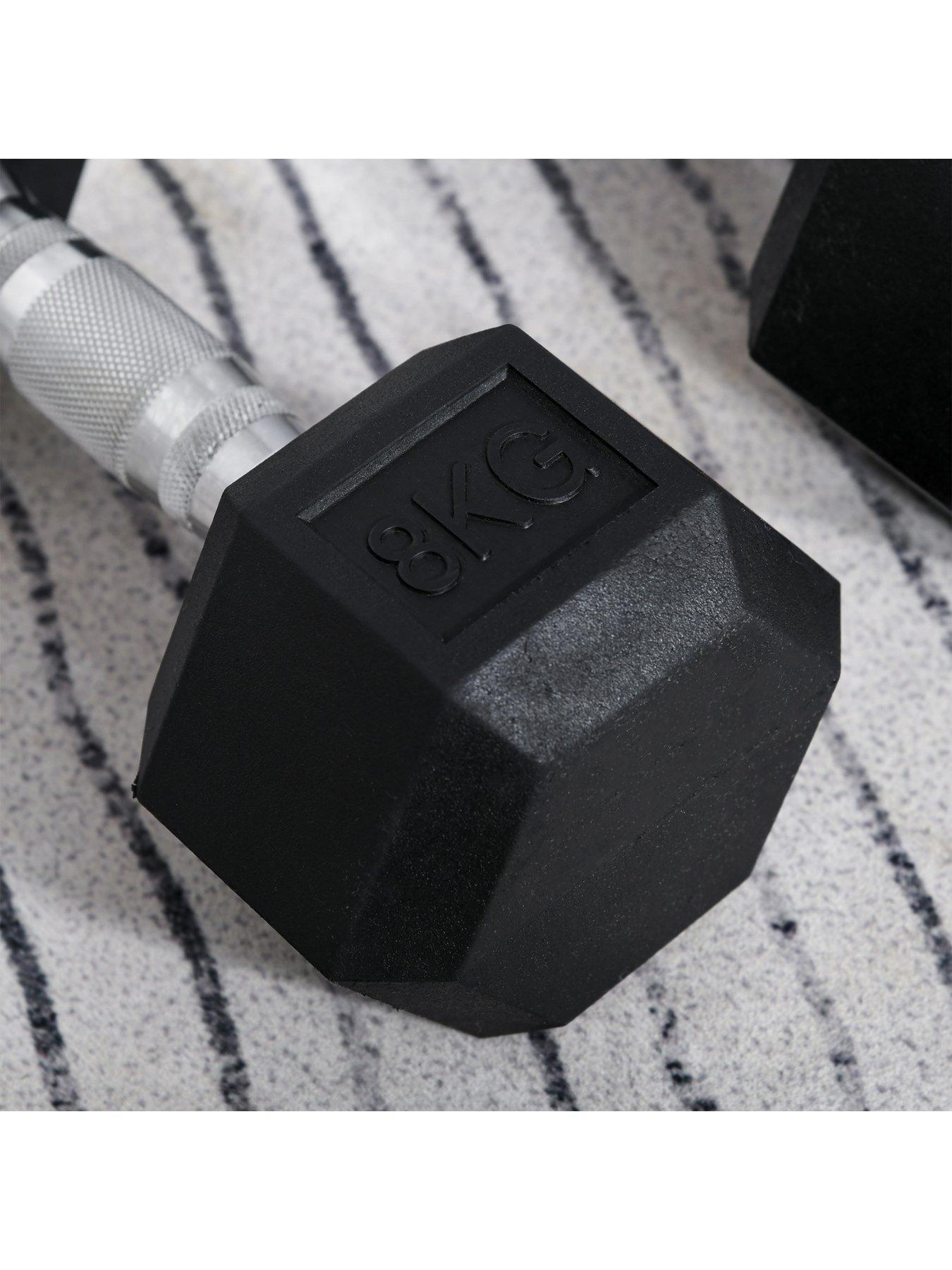 Image 6 of 7 of Homcom 2 x&nbsp;8kg Hex Rubber&nbsp;Dumbbell&nbsp;Weights Set