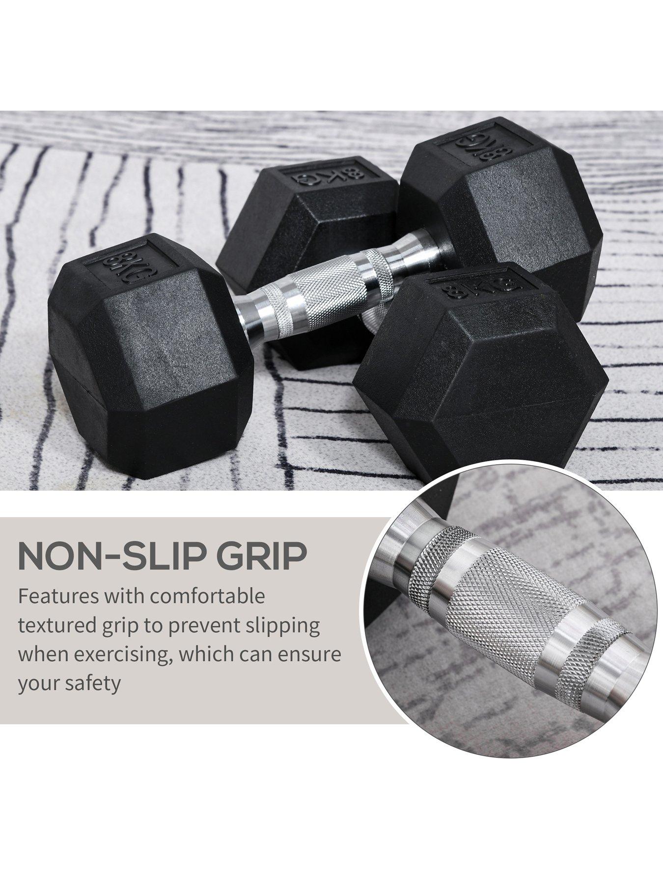 Image 7 of 7 of Homcom 2 x&nbsp;8kg Hex Rubber&nbsp;Dumbbell&nbsp;Weights Set