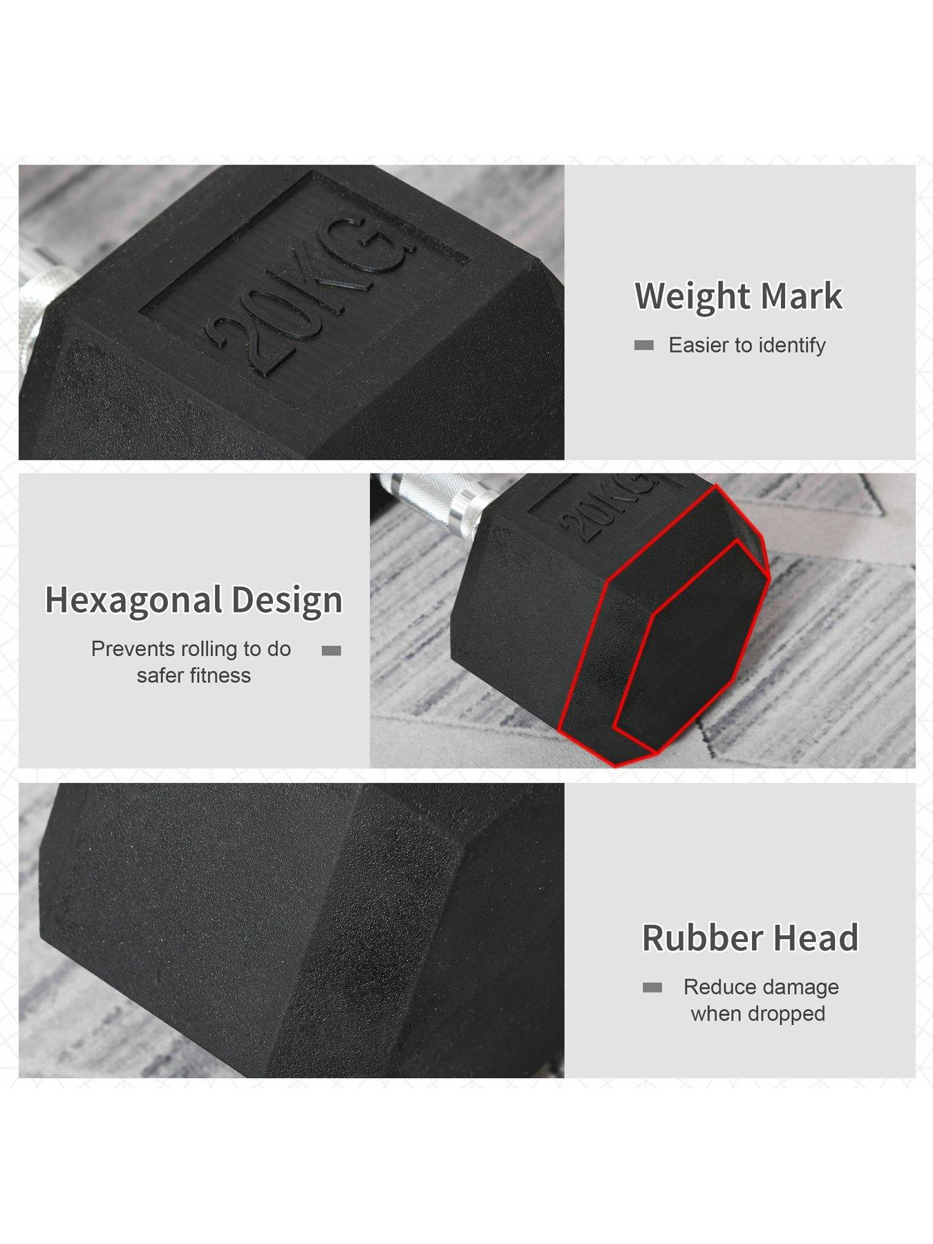 homcom-20kg-single-rubber-hex-dumbbellnbspdetail