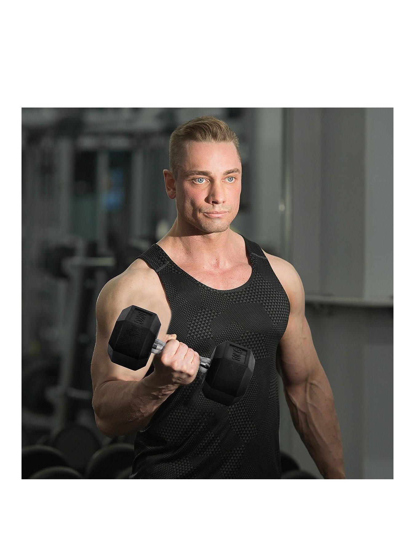 Image 2 of 7 of Homcom 2 x&nbsp;10kg Hex Rubber&nbsp;Dumbbells Set