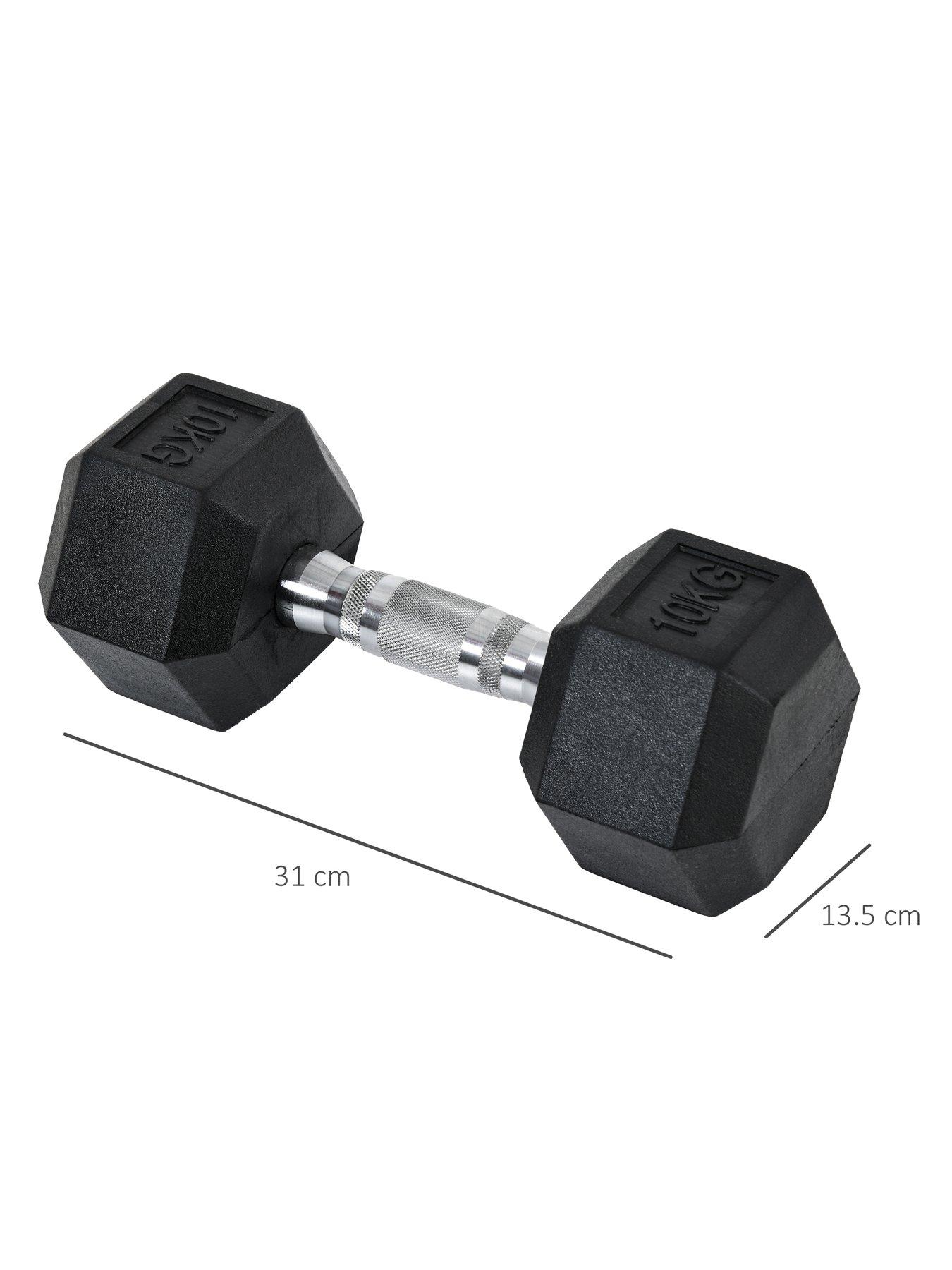 Image 3 of 7 of Homcom 2 x&nbsp;10kg Hex Rubber&nbsp;Dumbbells Set