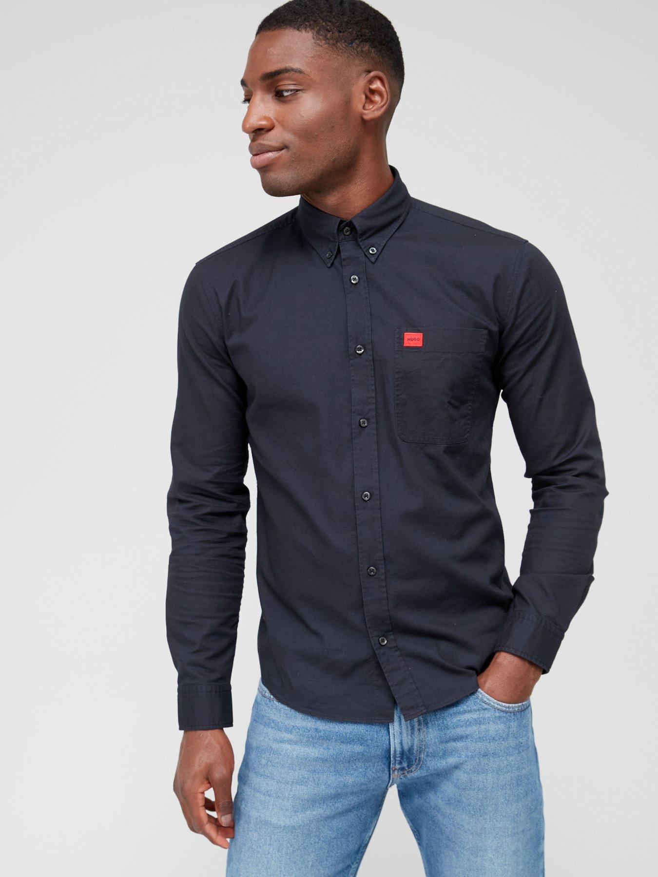 Image 1 of 4 of HUGO Evito Slim Fit Long Sleeve Shirt - Black