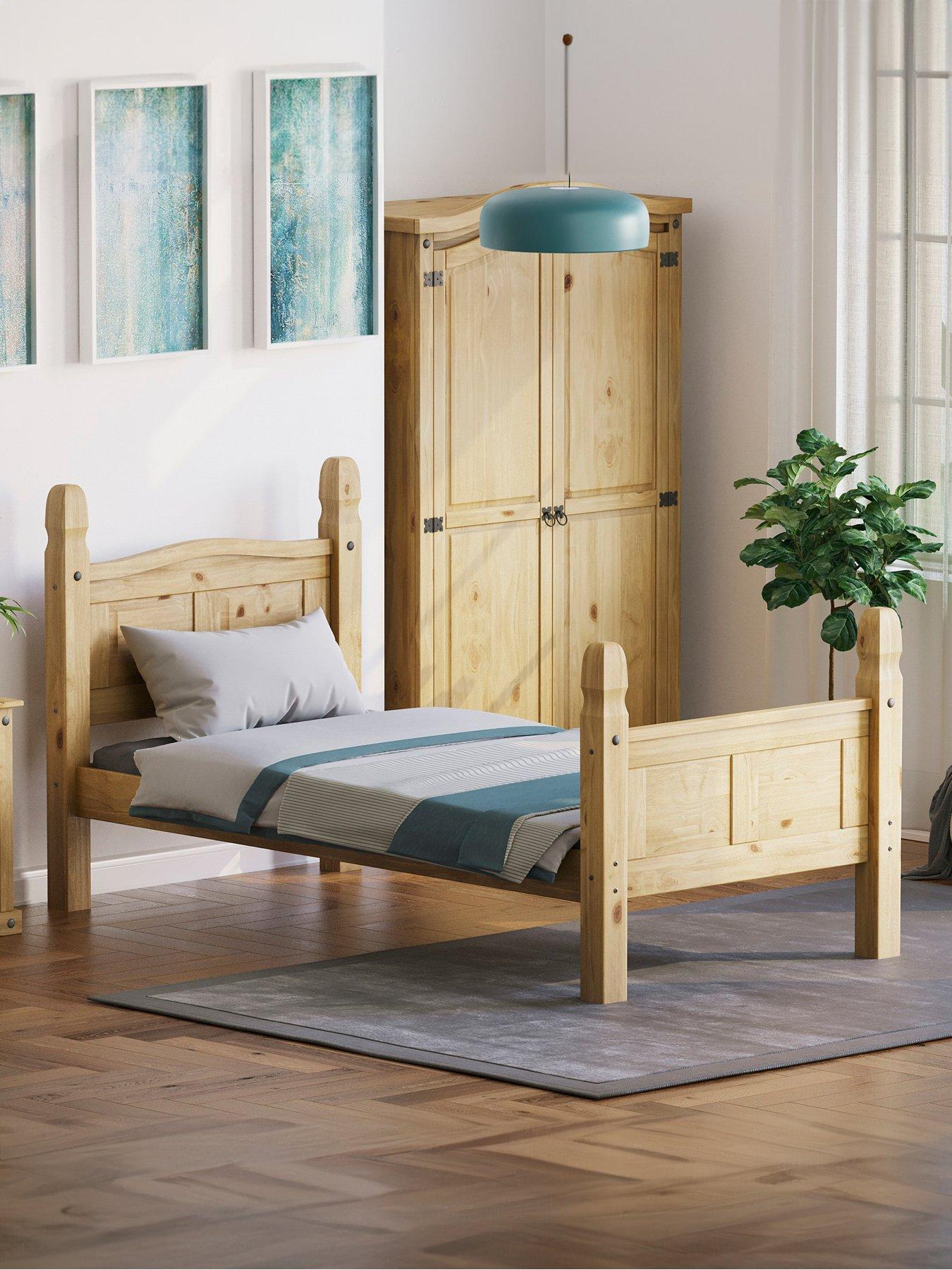 Image of Vida Designs Corona Solid Pine Bed Frame - High Foot End