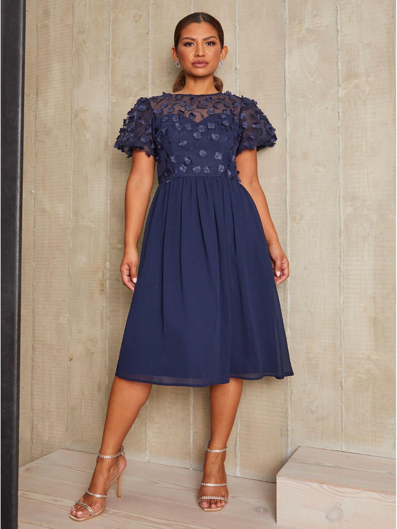 Chi chi london 2025 navy blue tea dress