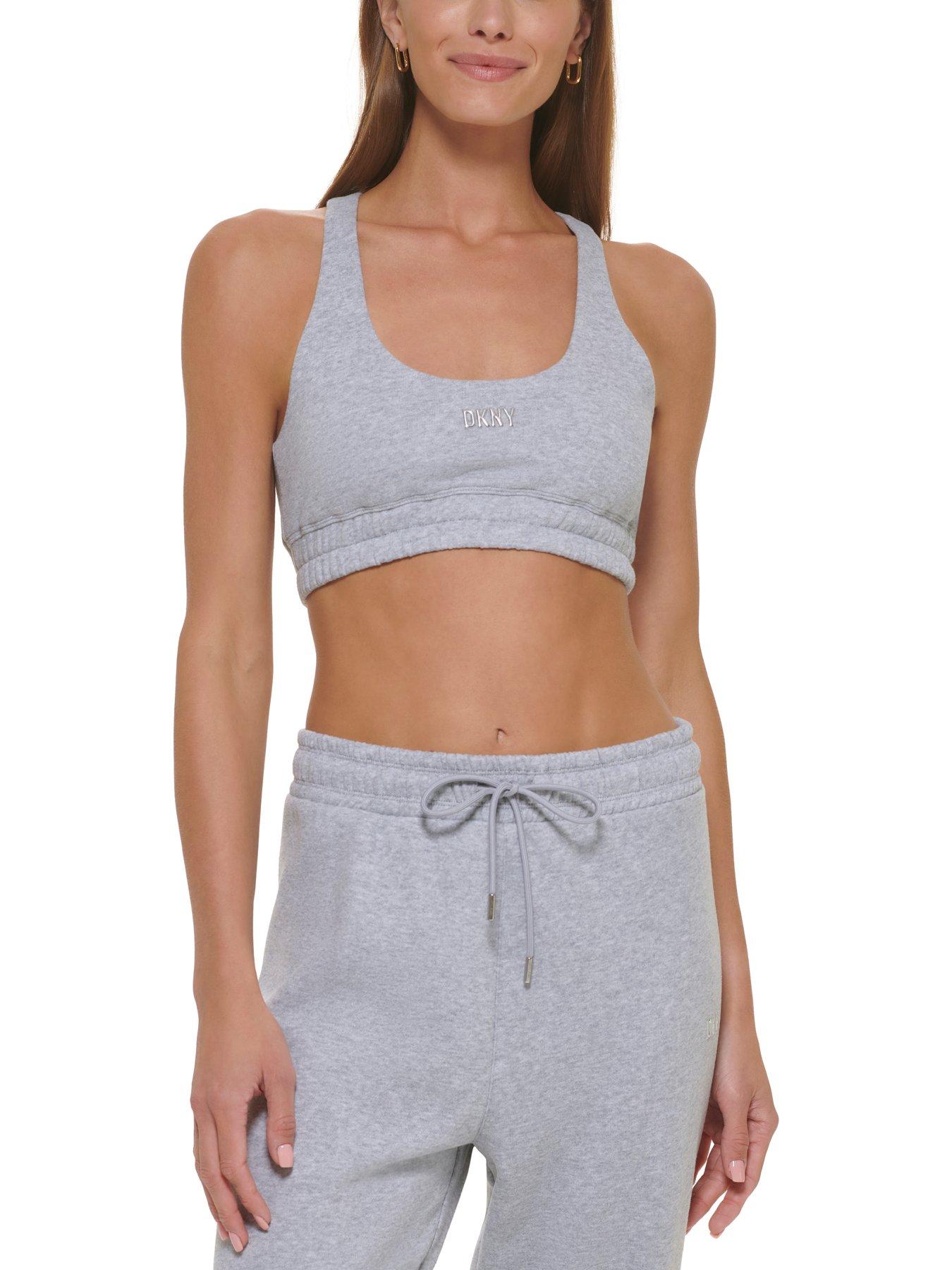 DKNY METALLIC LOGO BRALETTE - Light support sports bra - pearl grey  heather/ silver/mottled grey 