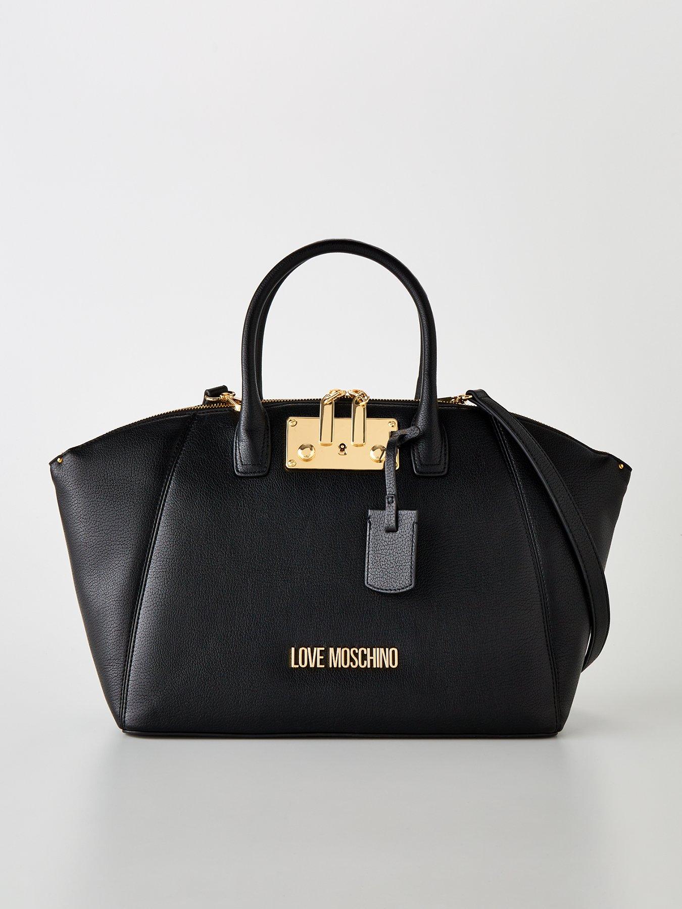 Large Lock Detail Tote Bag Black