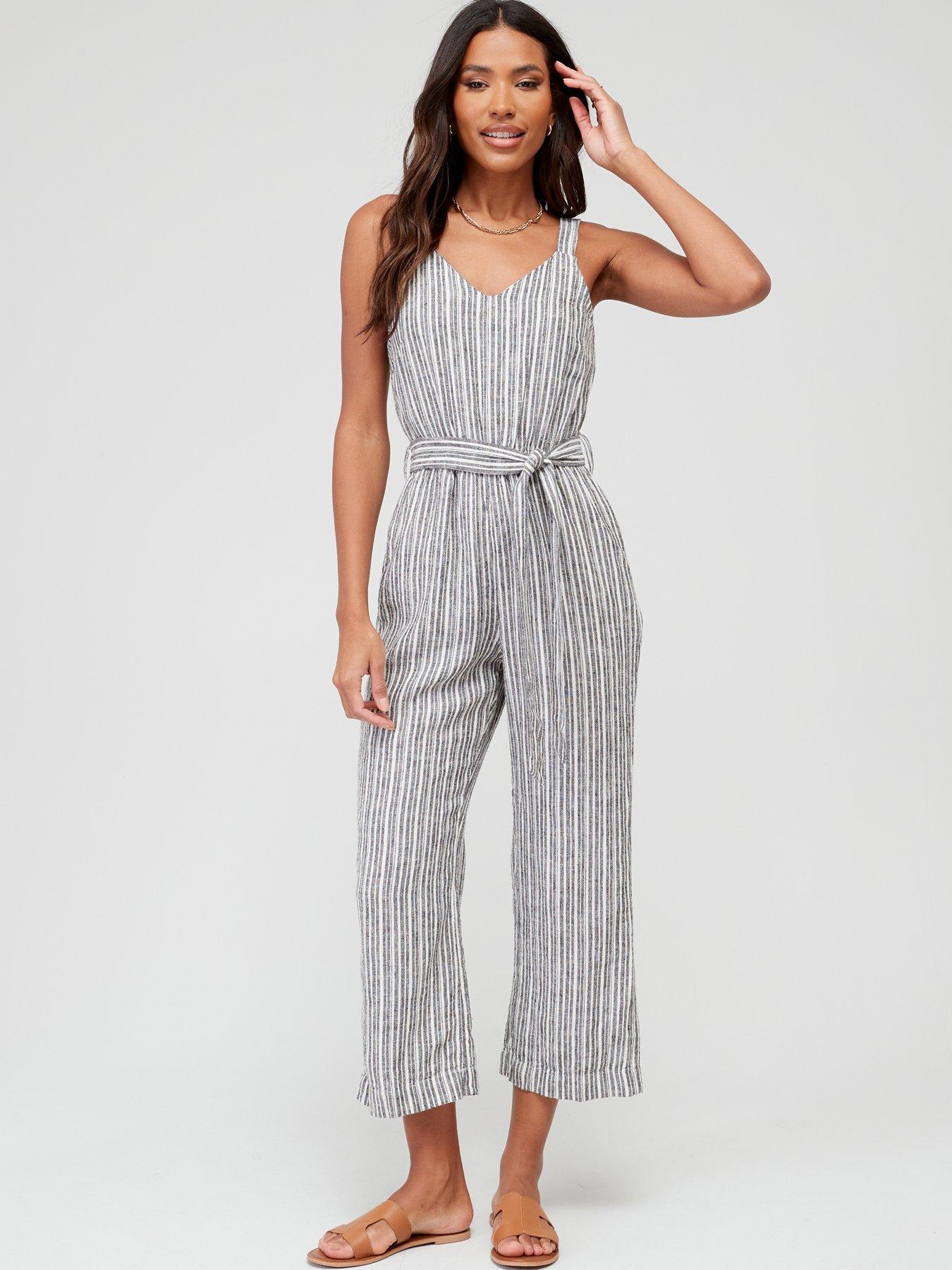 Dresslim round neck store striped jumpsuits