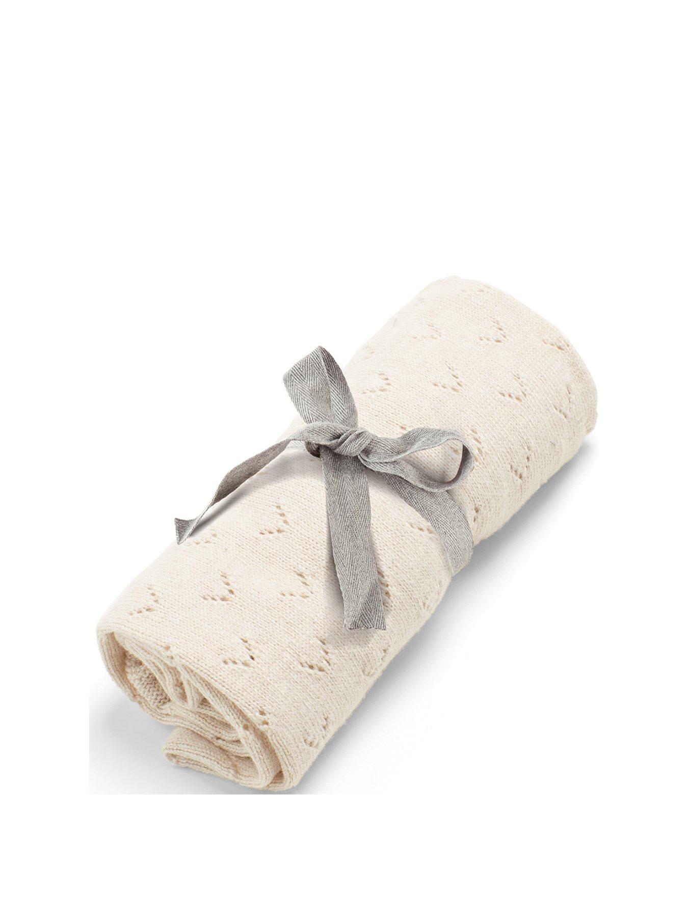 undefined Knitted Blanket - Oat Pointelle