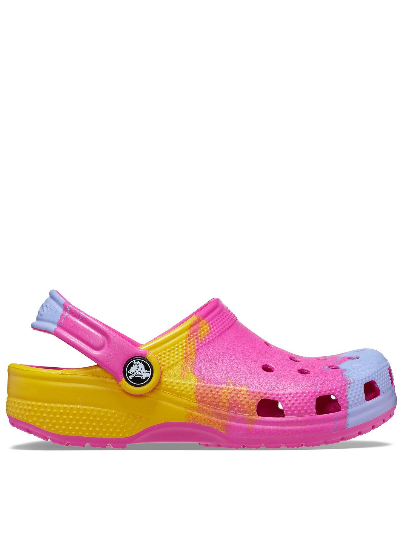 Yellow and white discount crocs