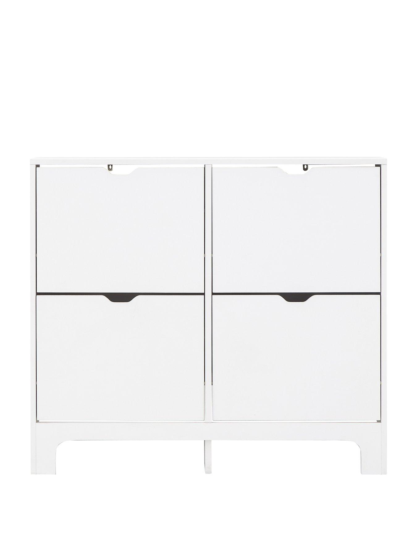 Image 2 of 6 of GFW Narrow 4 Drawer Shoe Cabinet - White