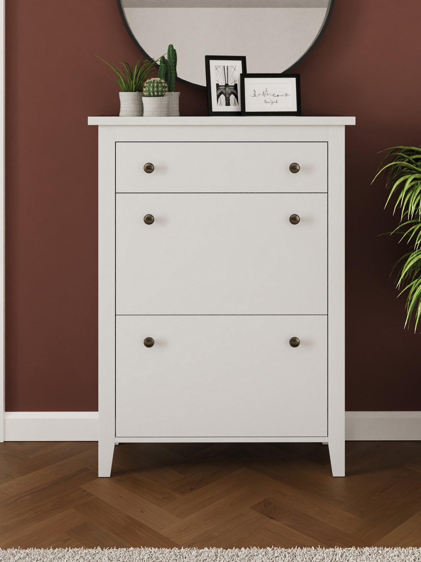 GFW Deluxe 2 Tier Shoe Cabinet - White