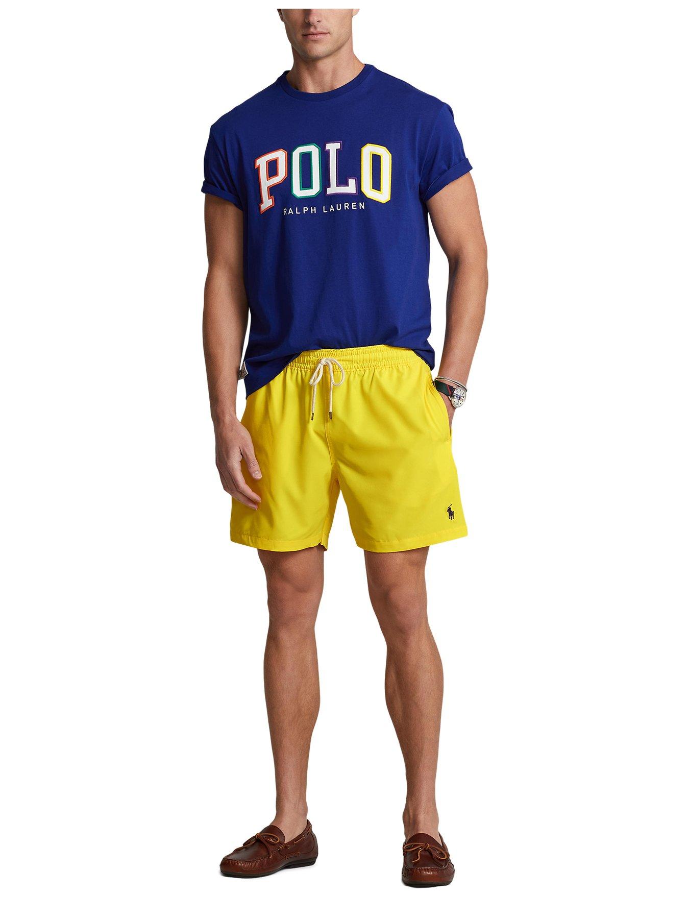 Mens yellow shop polo shorts